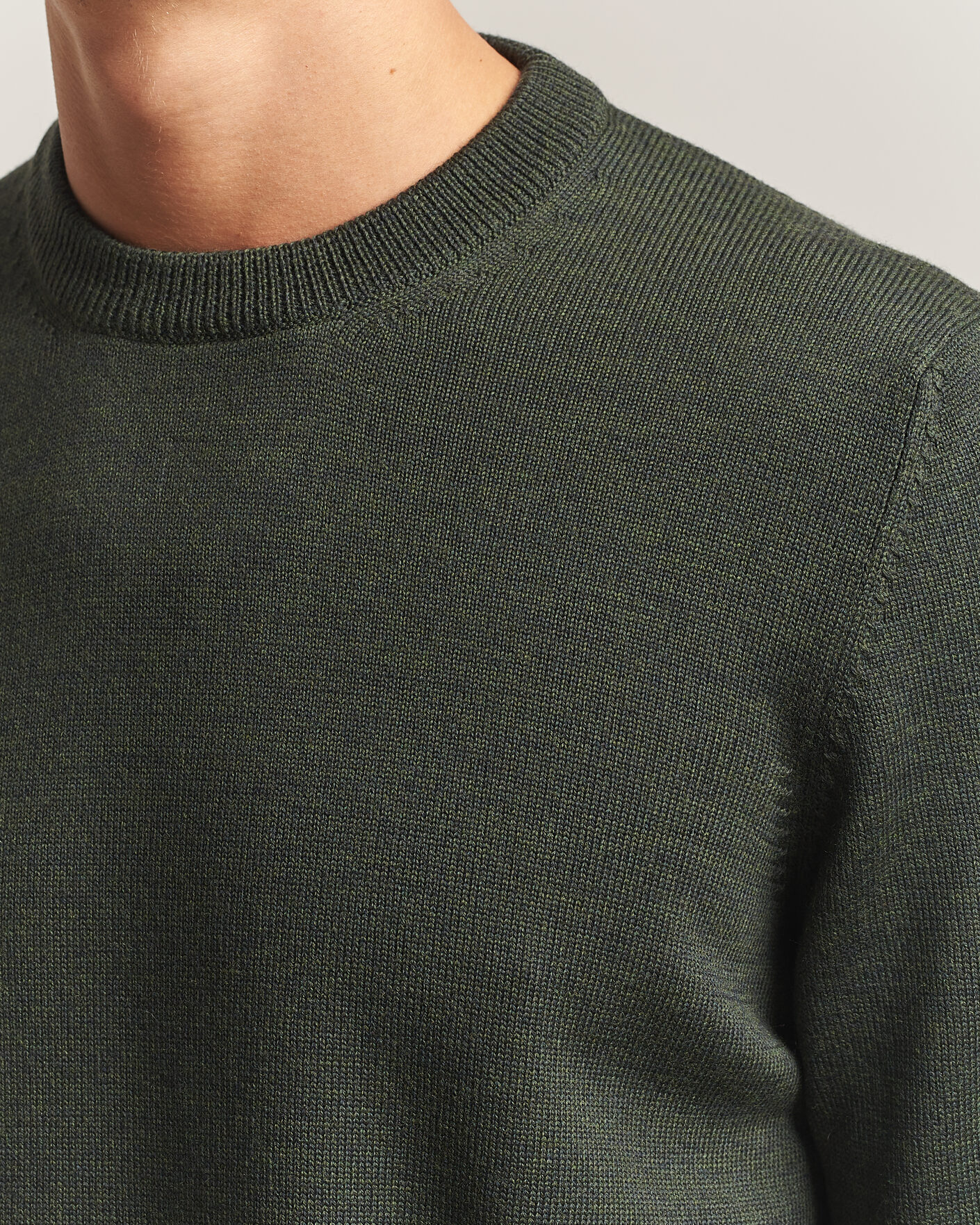 Men | Sweaters & Knitwear | Gran Sasso | Merino Knitted Crew Neck Olive Melange
