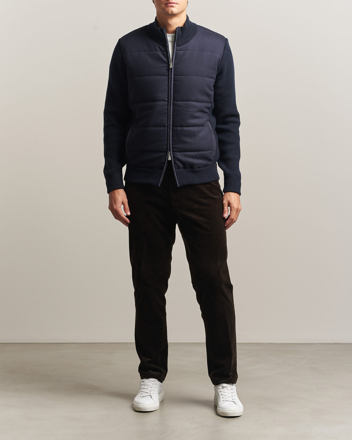 Men | Coats & Jackets | Gran Sasso | Brushed Wool Hybrid Jacket Navy