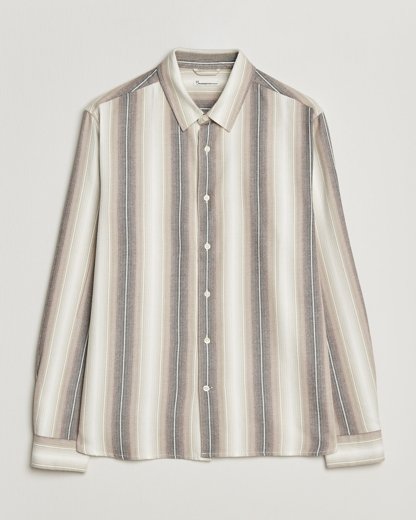 Men | Shirts | KnowledgeCotton Apparel | Dune Regular Stripe Shirt Creme