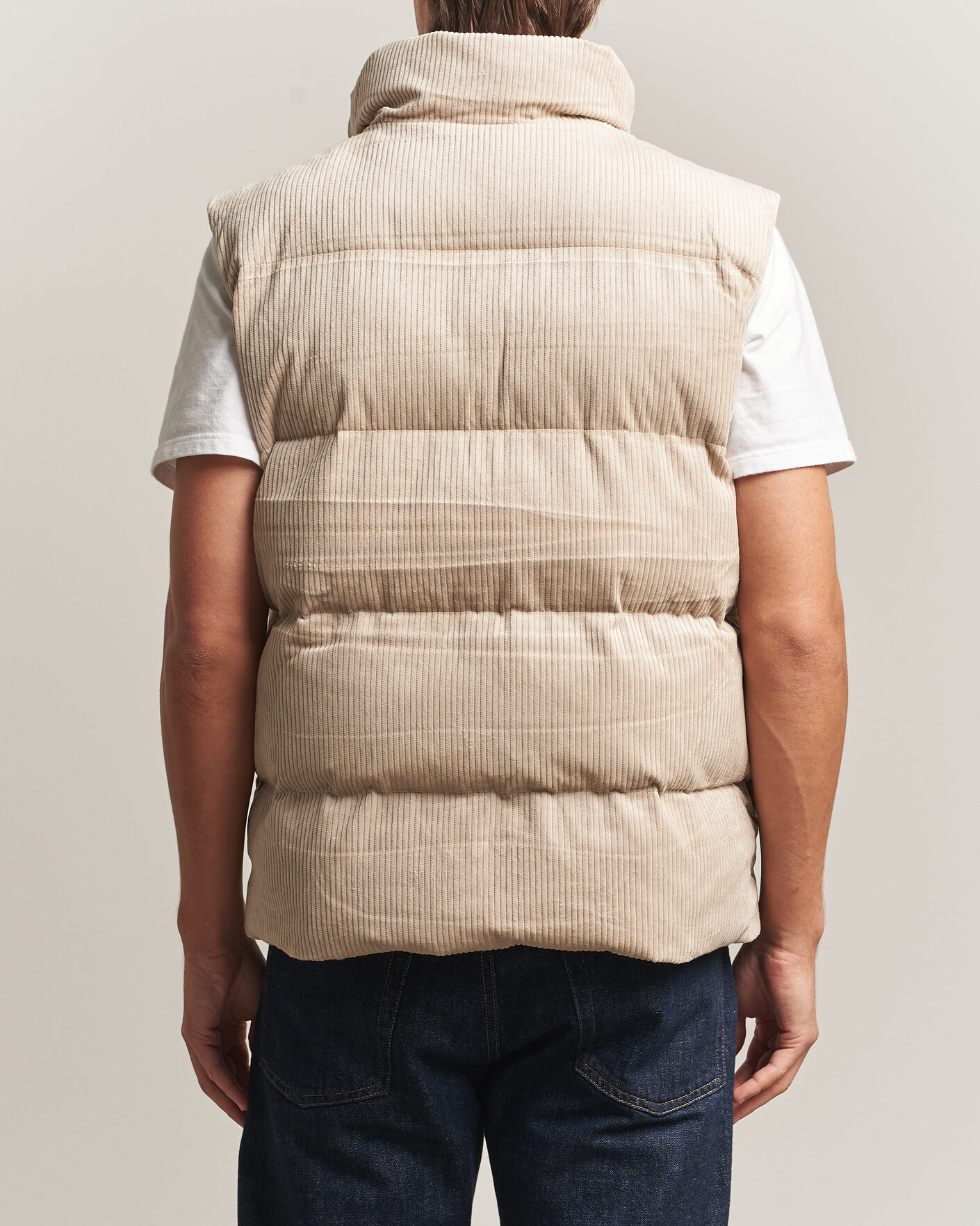 Men | Gilets | KnowledgeCotton Apparel | Corduroy Puffer Vest Light Feather Grey