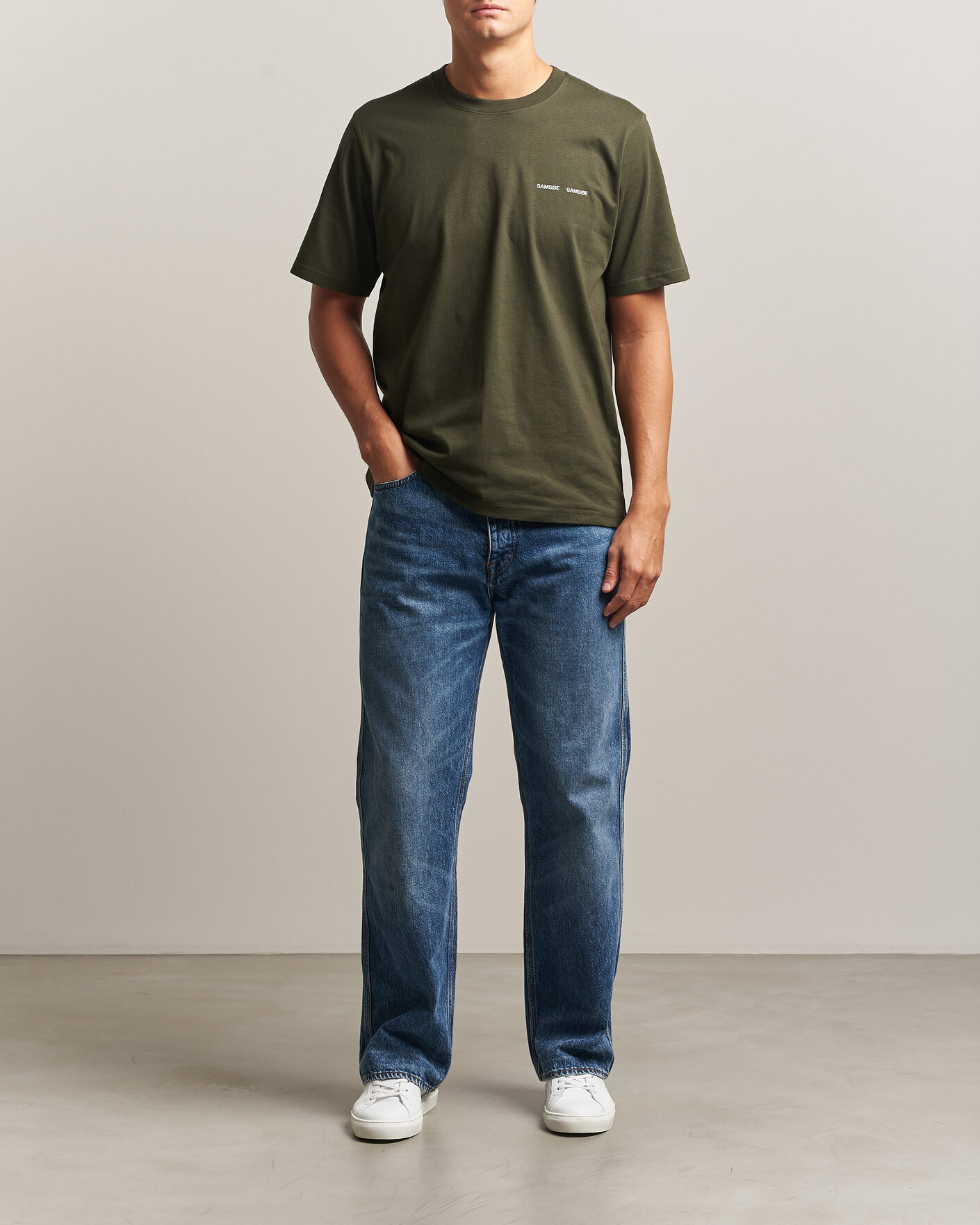 Men | T-Shirts | Samsøe Samsøe | Thomas Cotton T-Shirt Forest Night