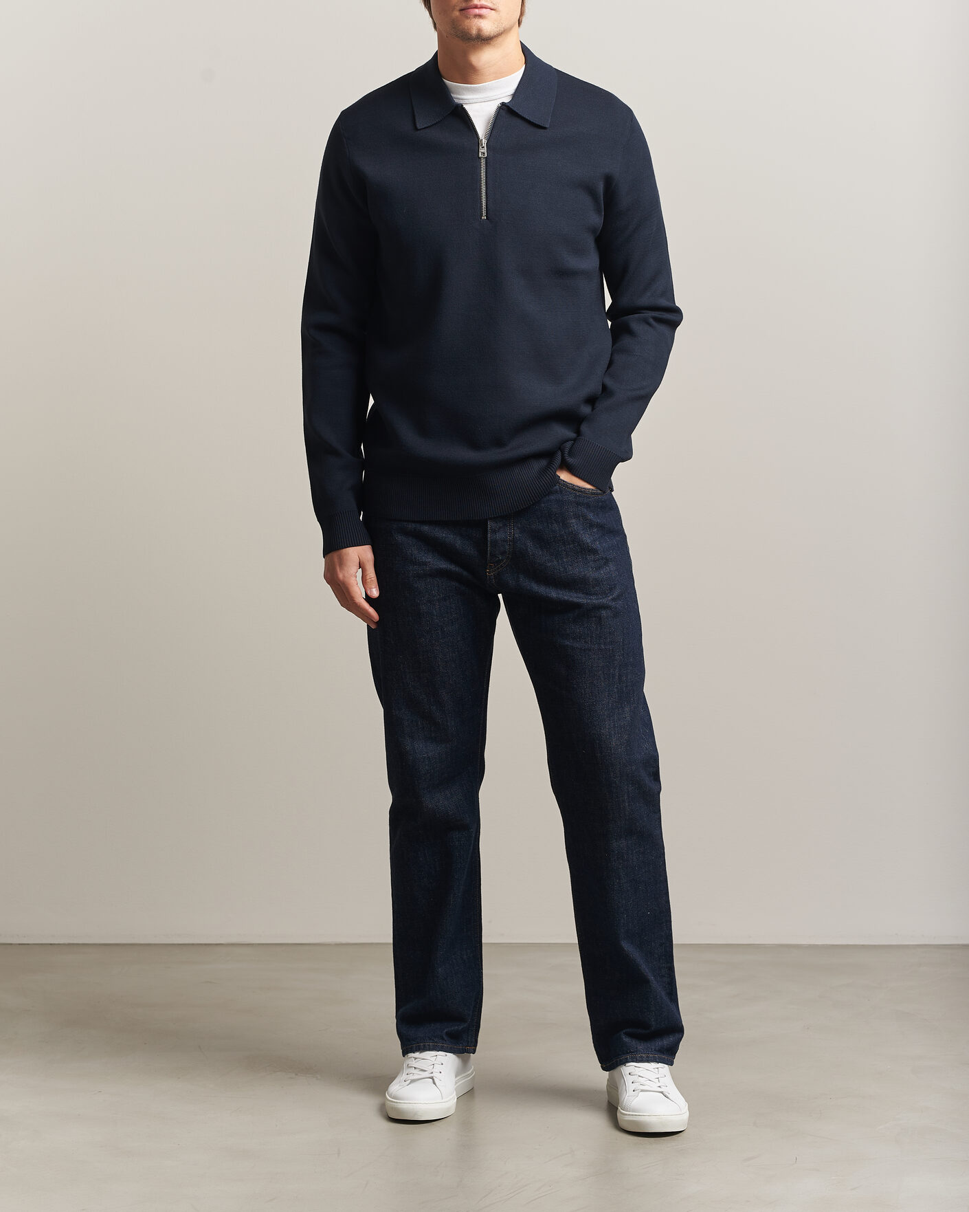 Men | Sweaters & Knitwear | Samsøe Samsøe | Matt Half Zip Polo Sky Captain