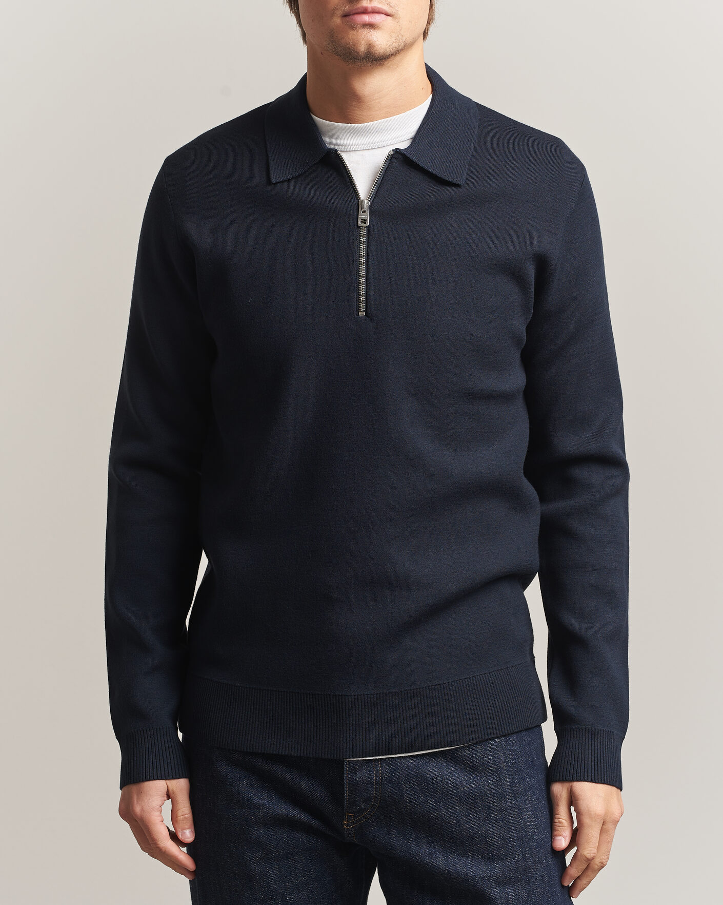 Men | Sweaters & Knitwear | Samsøe Samsøe | Matt Half Zip Polo Sky Captain