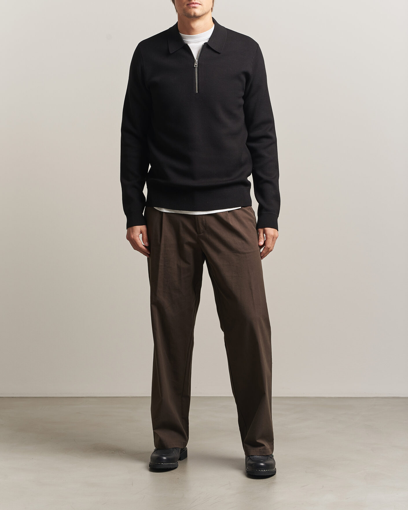 Men | Sweaters & Knitwear | Samsøe Samsøe | Matt Half Zip Polo Black