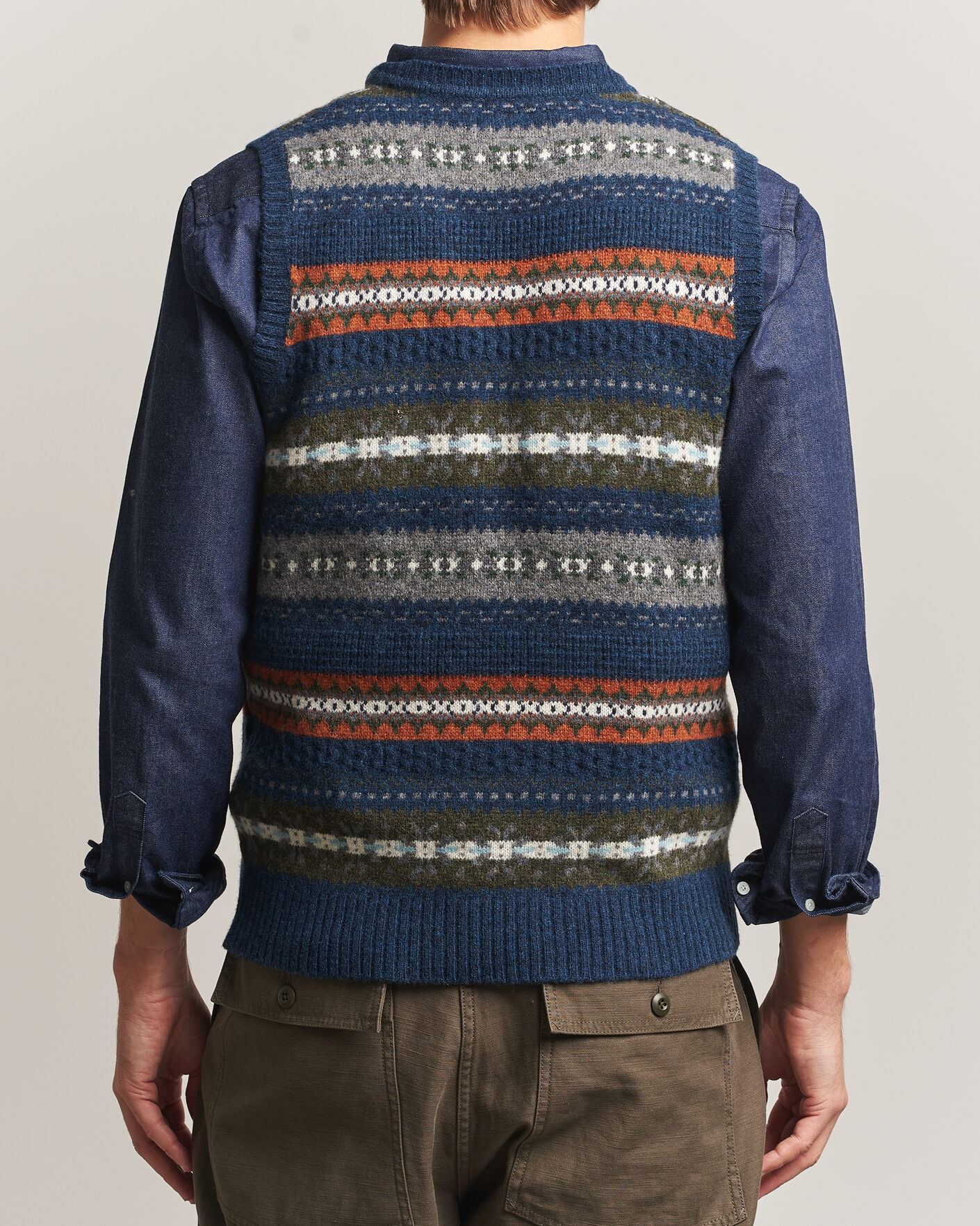 Men | Sweaters & Knitwear | BEAMS PLUS | Fair Isle Knit Vest Navy