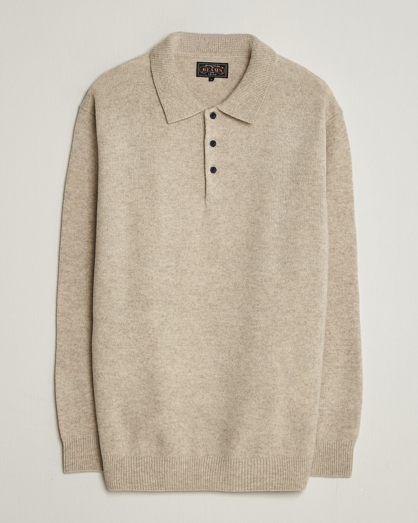 Men | Sweaters & Knitwear | BEAMS PLUS | Knitted Wool Polo Beige