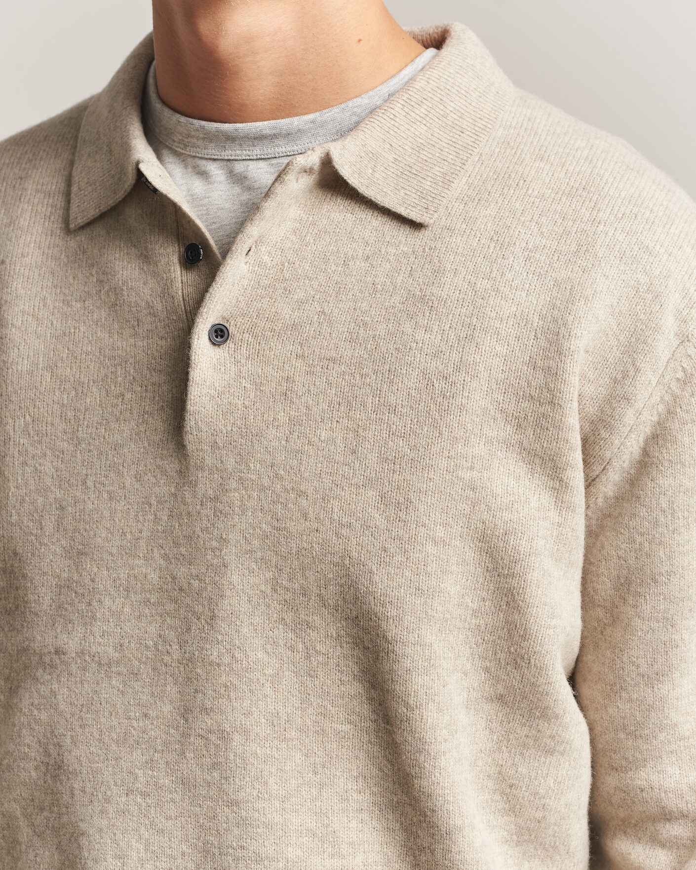 Men | Sweaters & Knitwear | BEAMS PLUS | Knitted Wool Polo Beige