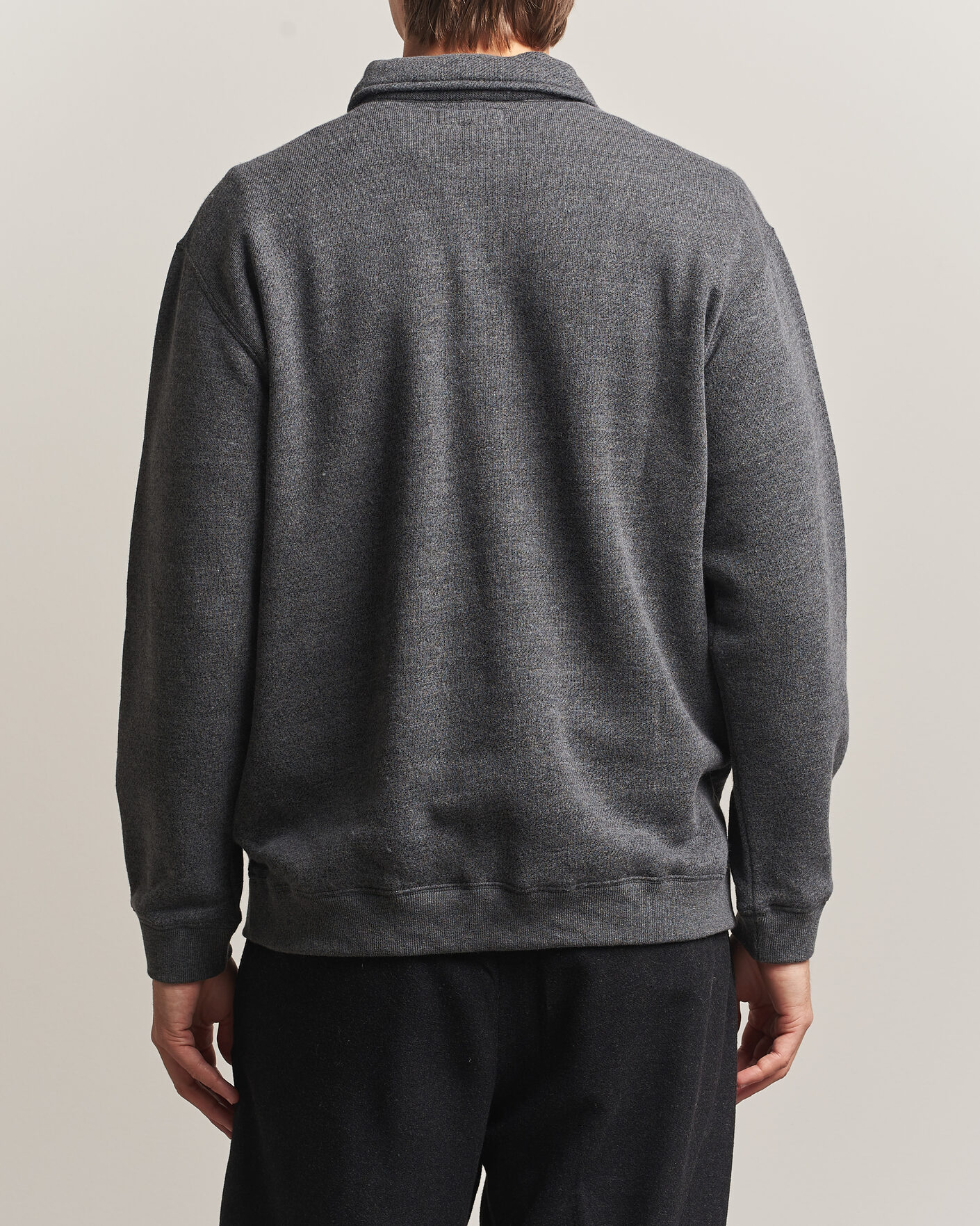Men | Sweaters & Knitwear | BEAMS PLUS | Wool/Cotton Half Zip Charcoal