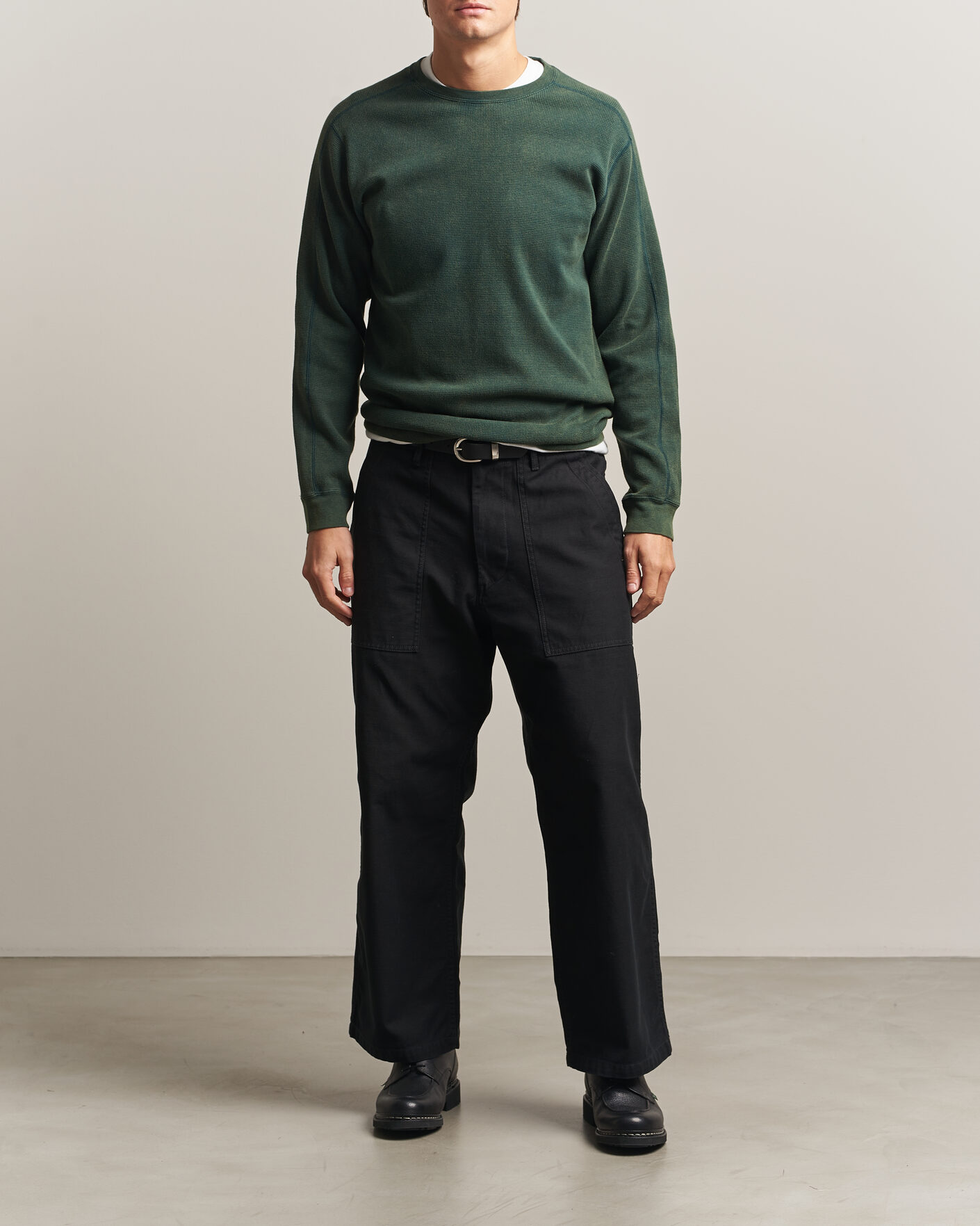 Men | T-Shirts | BEAMS PLUS | Fade Thermal Crew Green