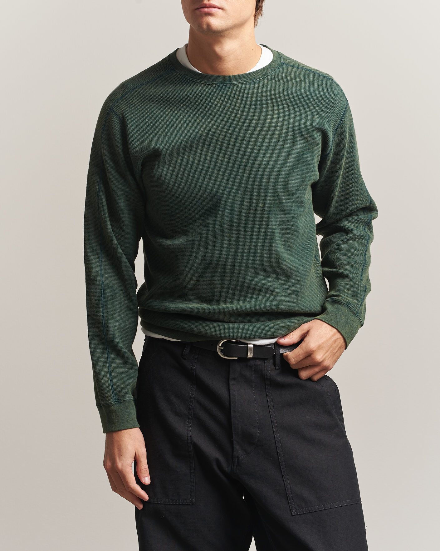 Men | T-Shirts | BEAMS PLUS | Fade Thermal Crew Green
