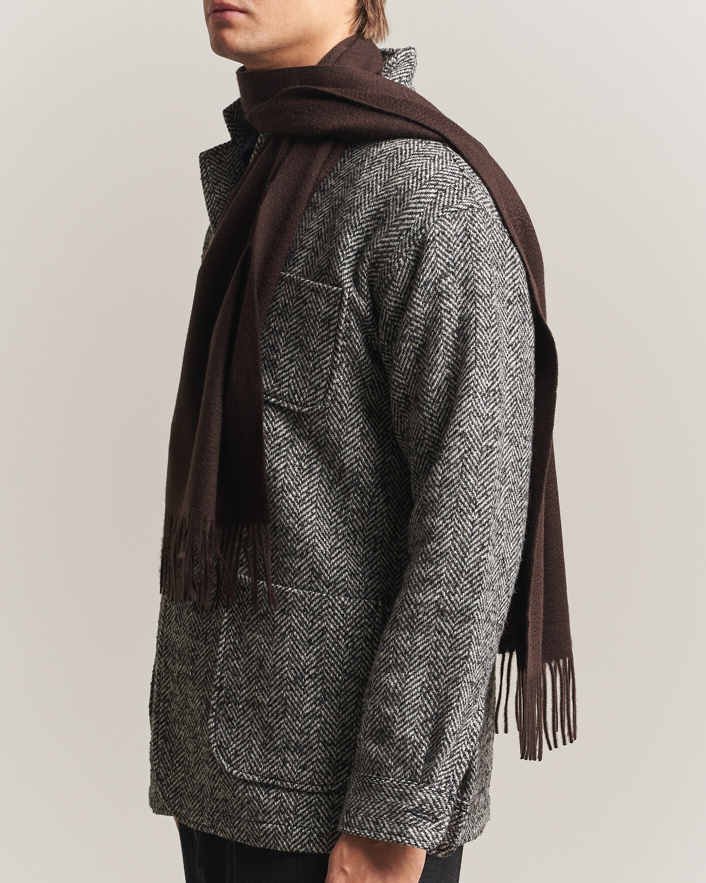 Men | Scarves | BEAMS PLUS | Cashmere Scarf Dark Brown
