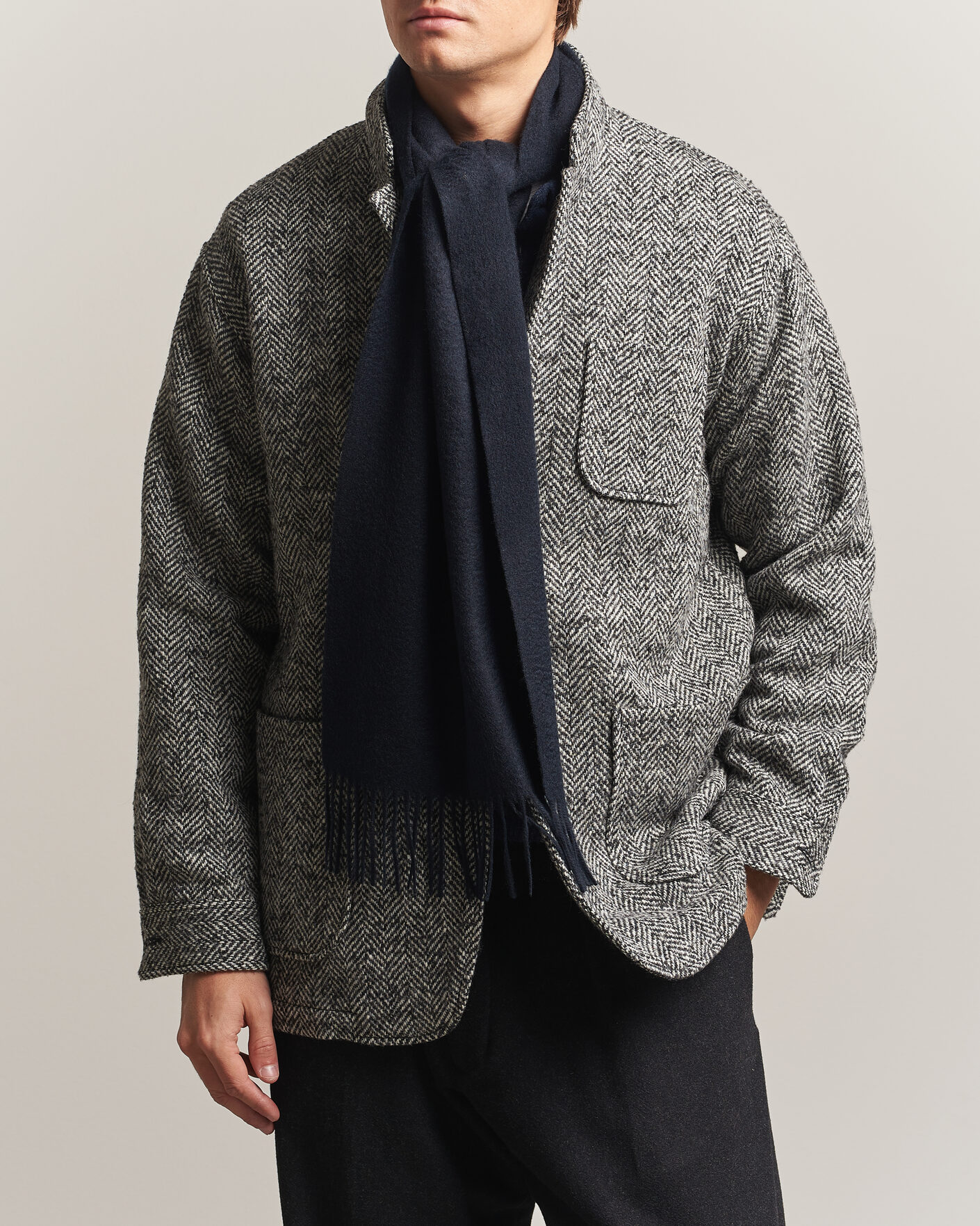 Men | Scarves | BEAMS PLUS | Cashmere Scarf Navy