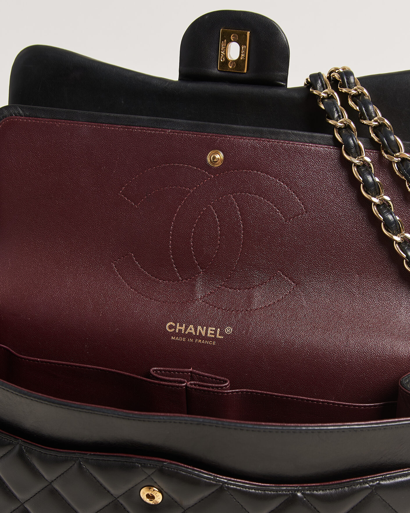 Men | Pre-Owned & Vintage Bags | Chanel Pre-Owned | Classic Jumbo Double Flap Bag Lambskin Black