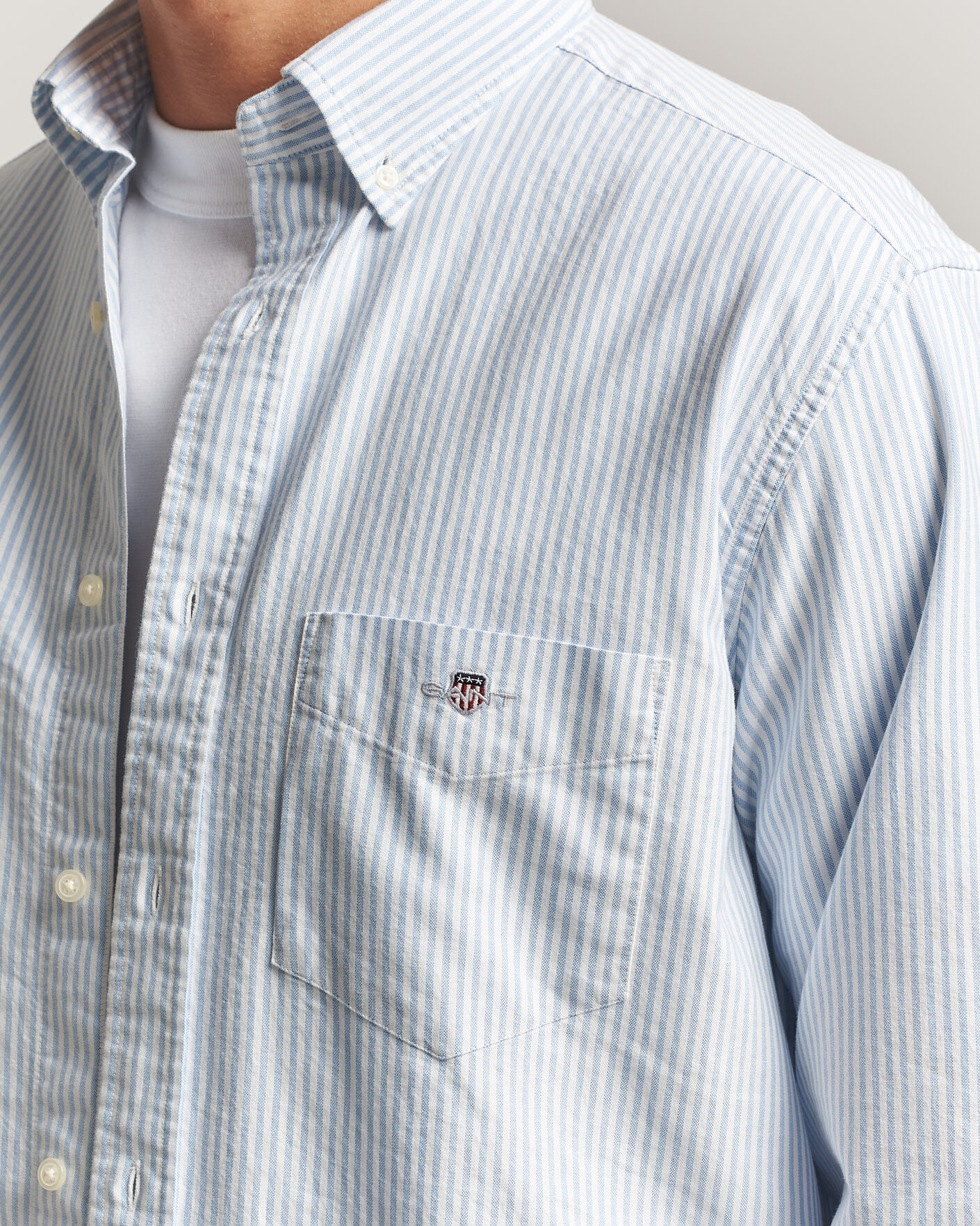Men | Shirts | Gant | Regular Fit Striped Oxford Shirt College Blue