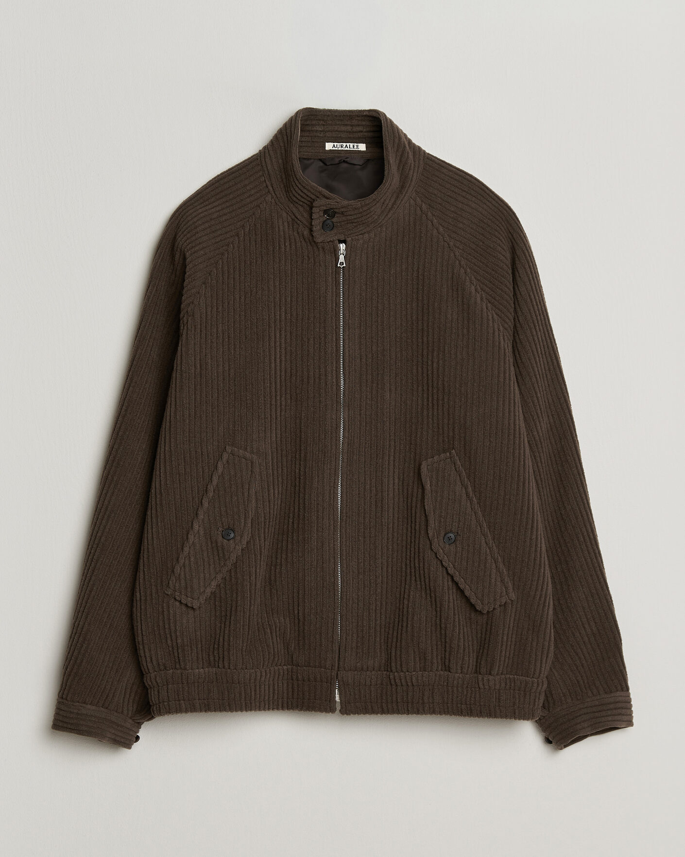 Men | Coats & Jackets | Auralee | Wool Cashmere Corduroy Zip Jacket Smoky Brown