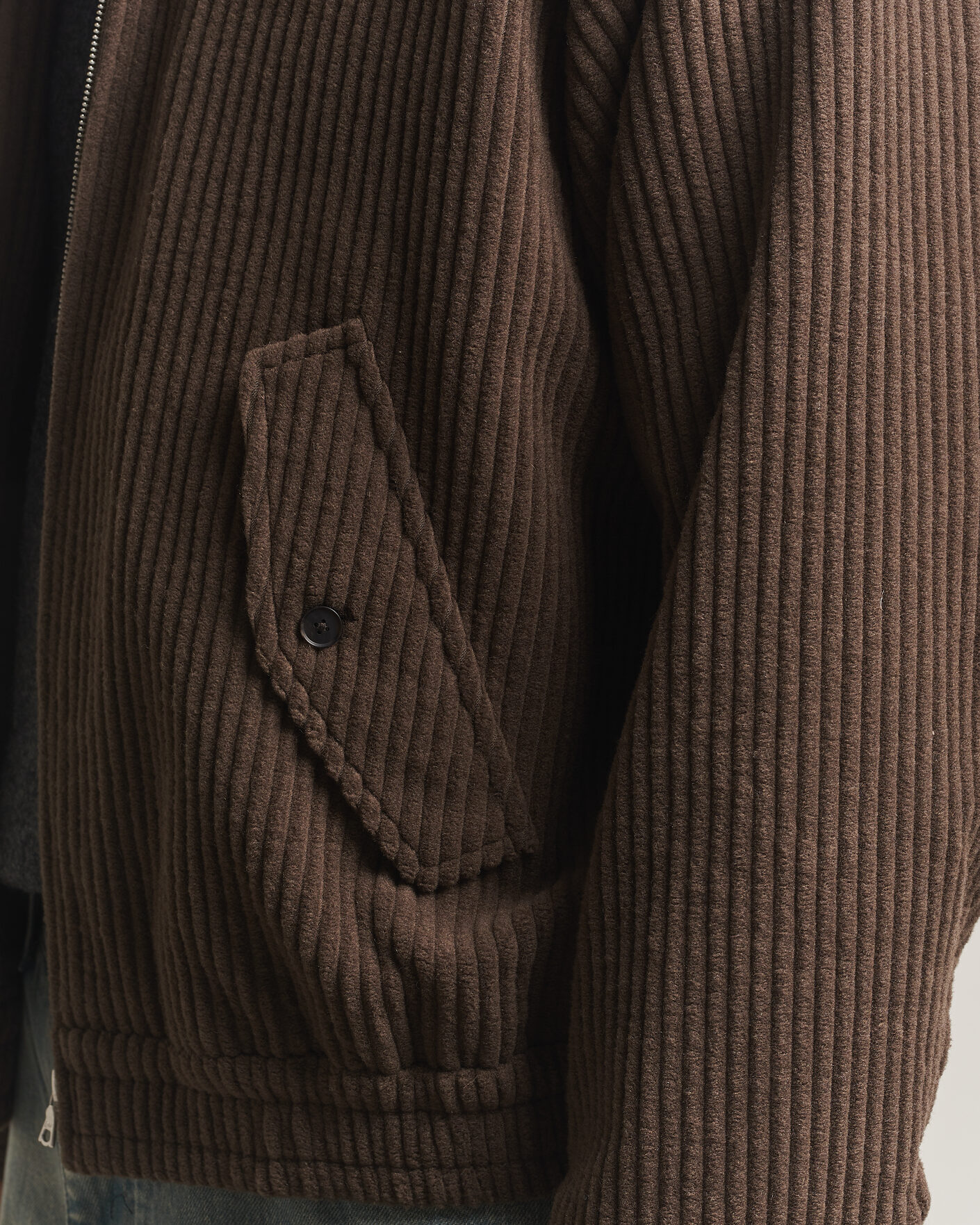Men | Coats & Jackets | Auralee | Wool Cashmere Corduroy Zip Jacket Smoky Brown