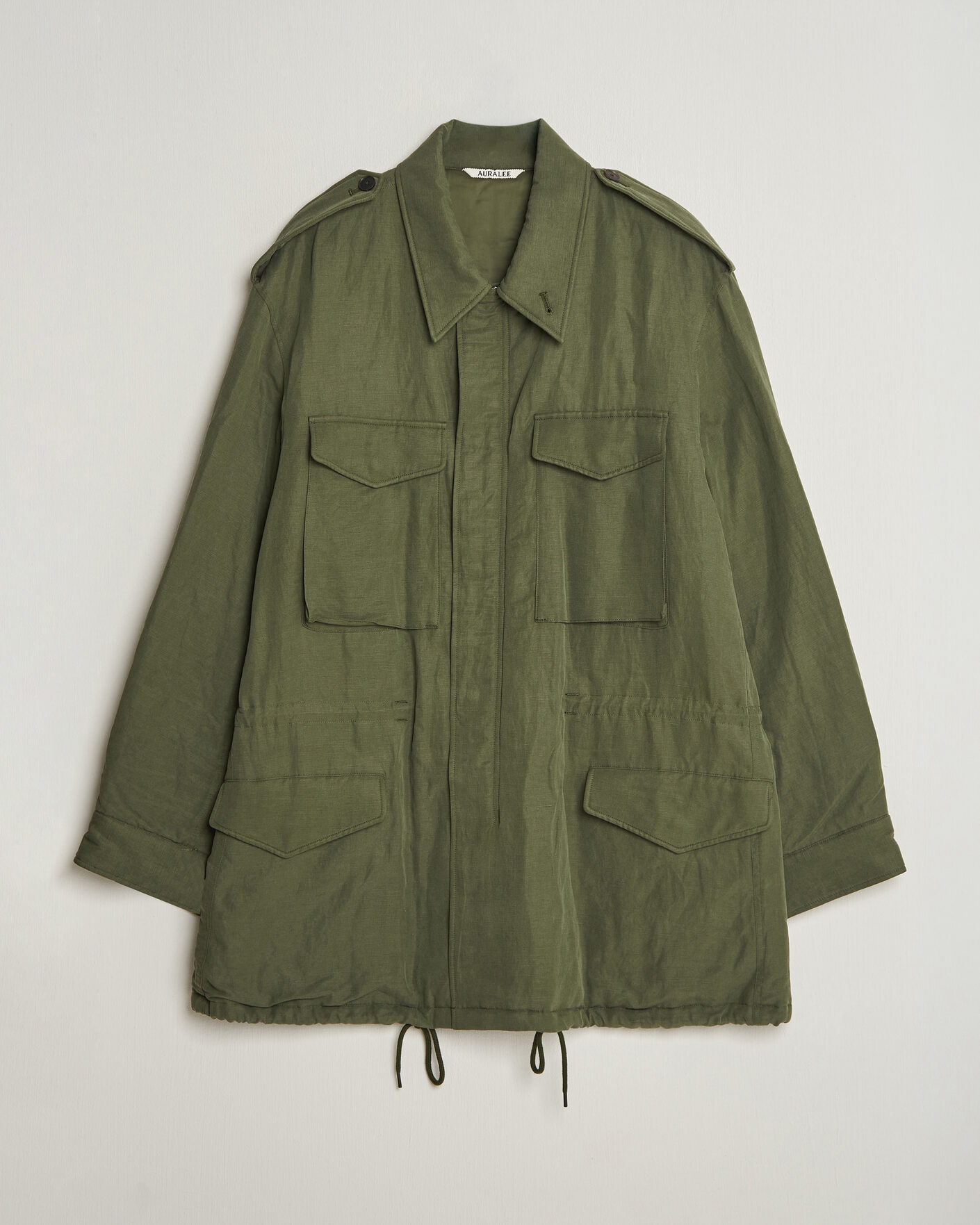 Men | Coats & Jackets | Auralee | Brushed Padded Military Jacket Olive