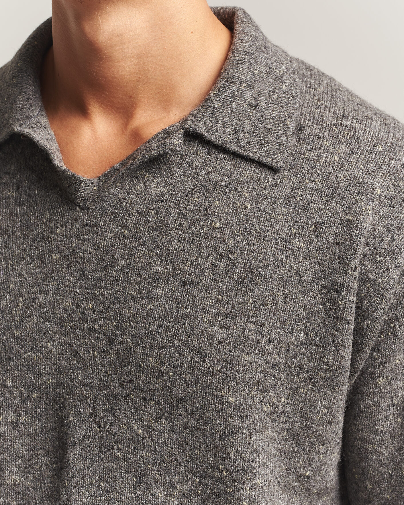 Men | Sweaters & Knitwear | Auralee | Cashmere Nep Knit Polo Mix Gray