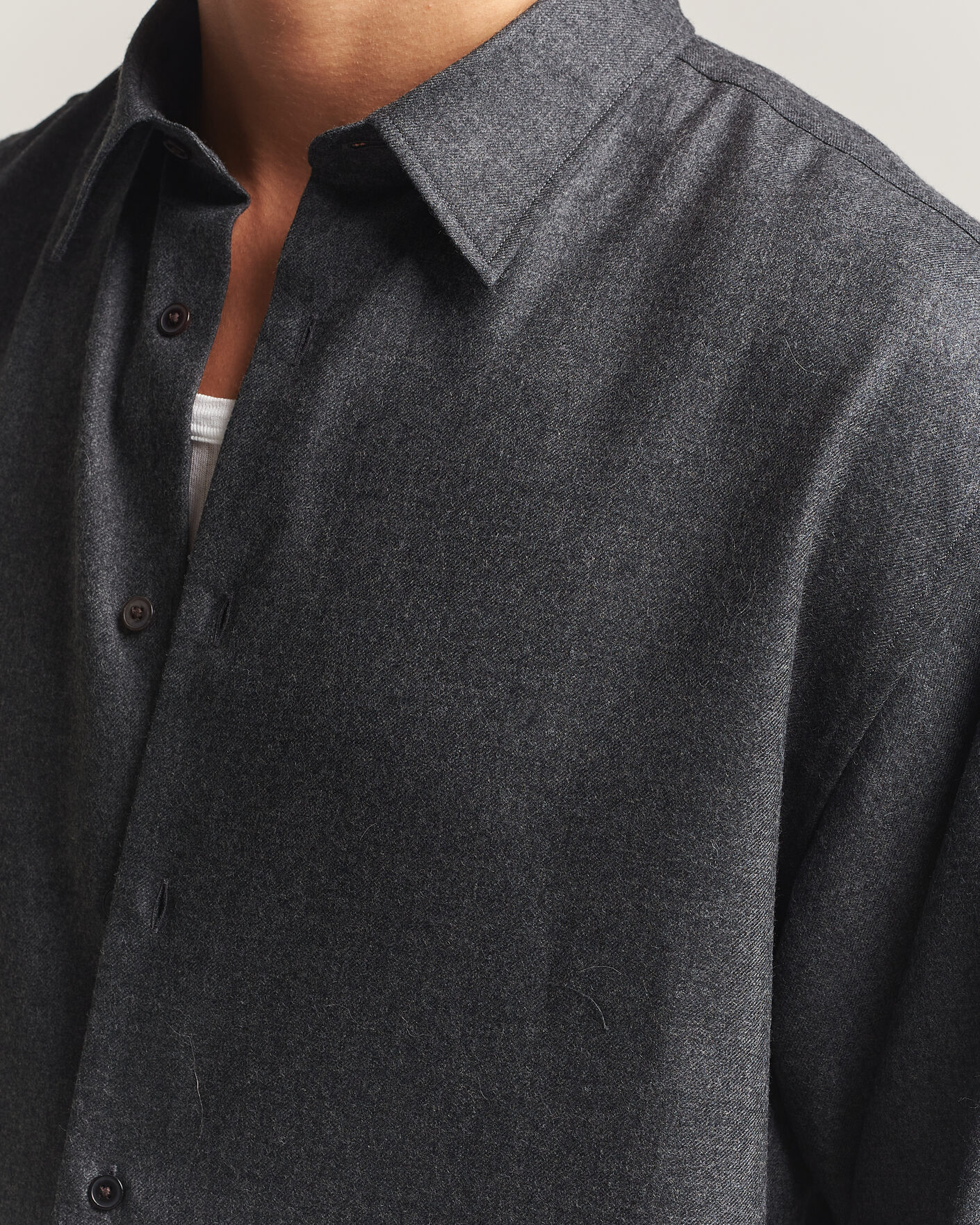 Men | Shirts | Auralee | Super Light Wool Shirt Charcoal