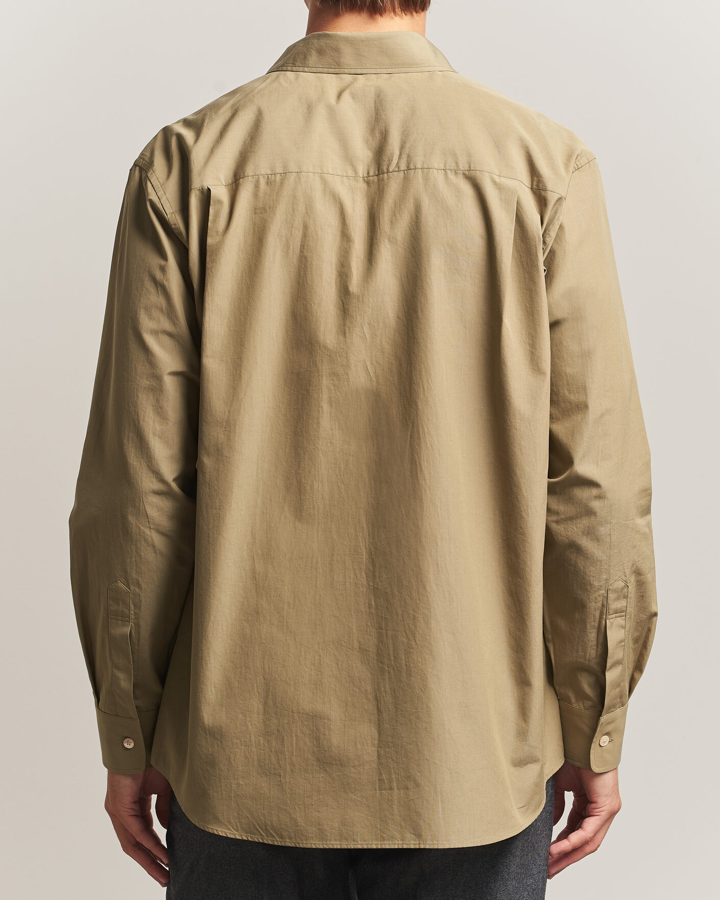 Men | Shirts | Auralee | Finx Light Weather Chambray Shirt Olive Brown