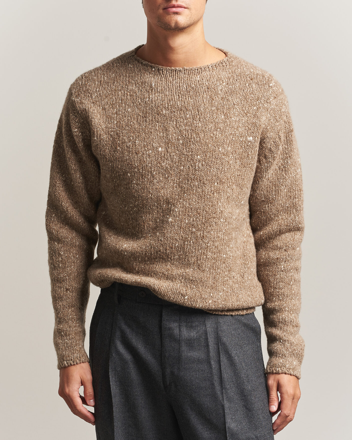 Auralee Homespun Tweed Knit Pullover Top Brown at CareOfCarl.com