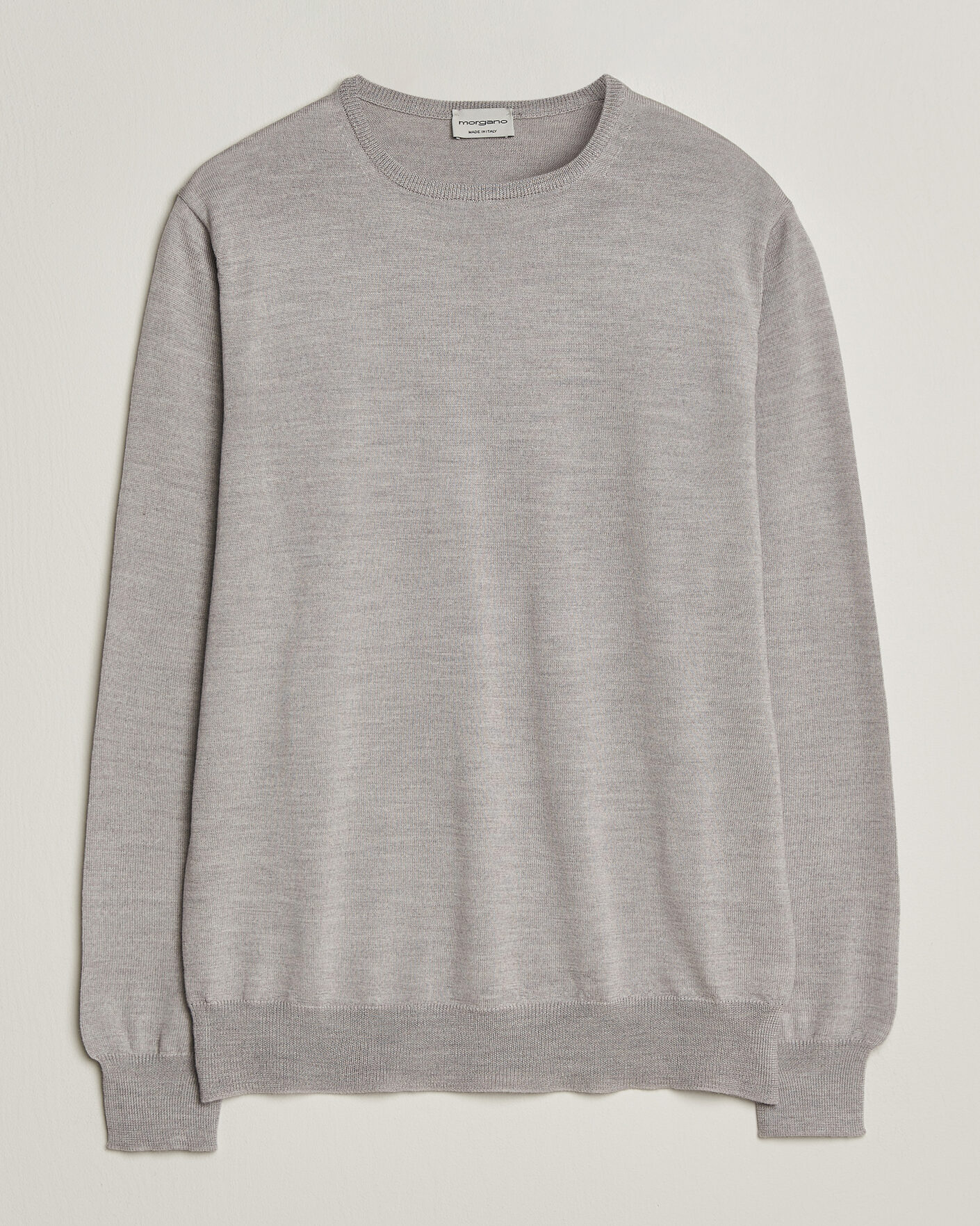 Men | Sweaters & Knitwear | Morgano | Extra Fine Merino Wool Crewneck Light Grey