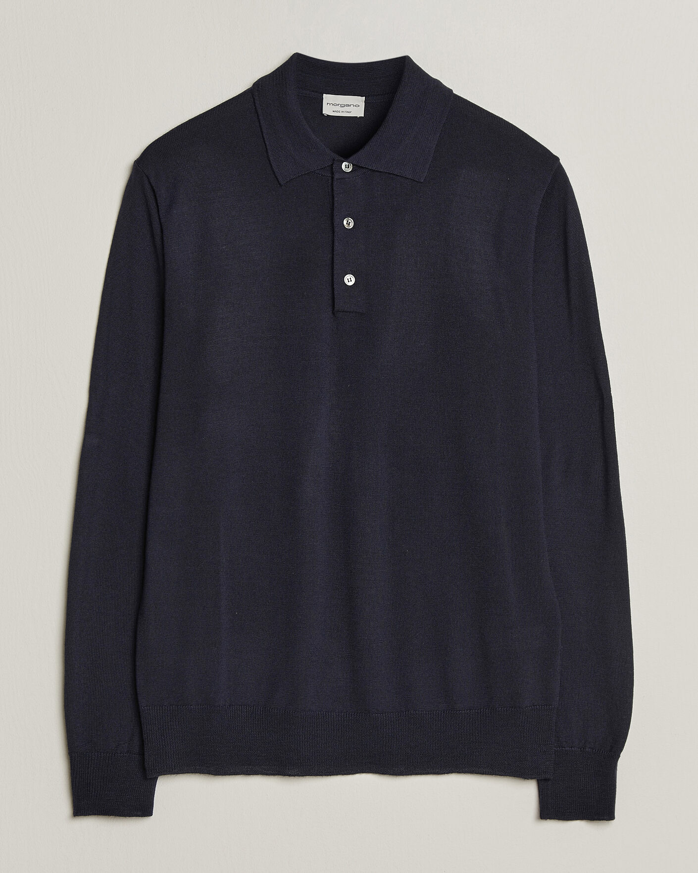 Men | Sweaters & Knitwear | Morgano | Extra Fine Merino Wool Polo Navy