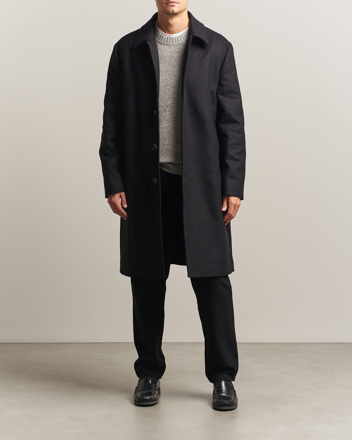 Men | Coats & Jackets | A Day's March | Shamrock Wool Car Coat Black