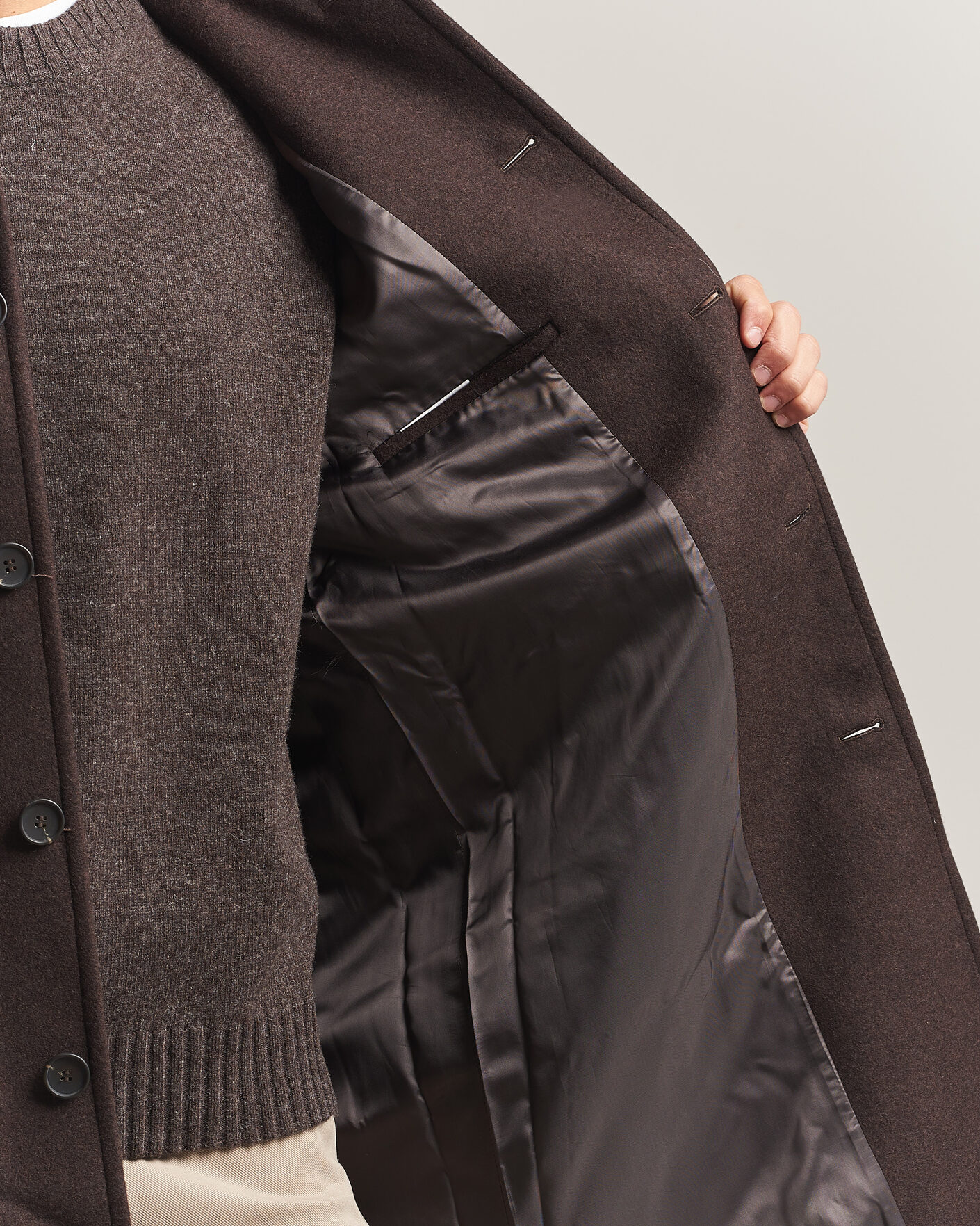 Men | Coats & Jackets | A Day's March | Shamrock Wool Car Coat Dark Brown
