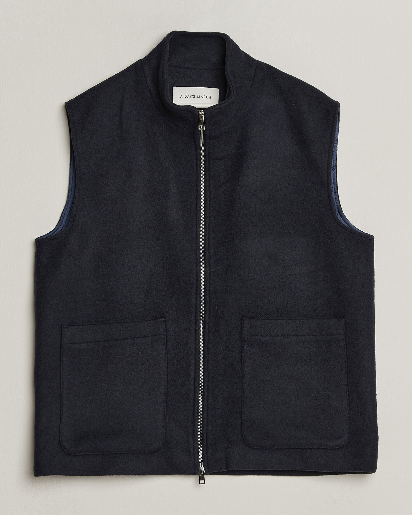 Men | Gilets | A Day's March | Canora Lined Wool Vest Navy