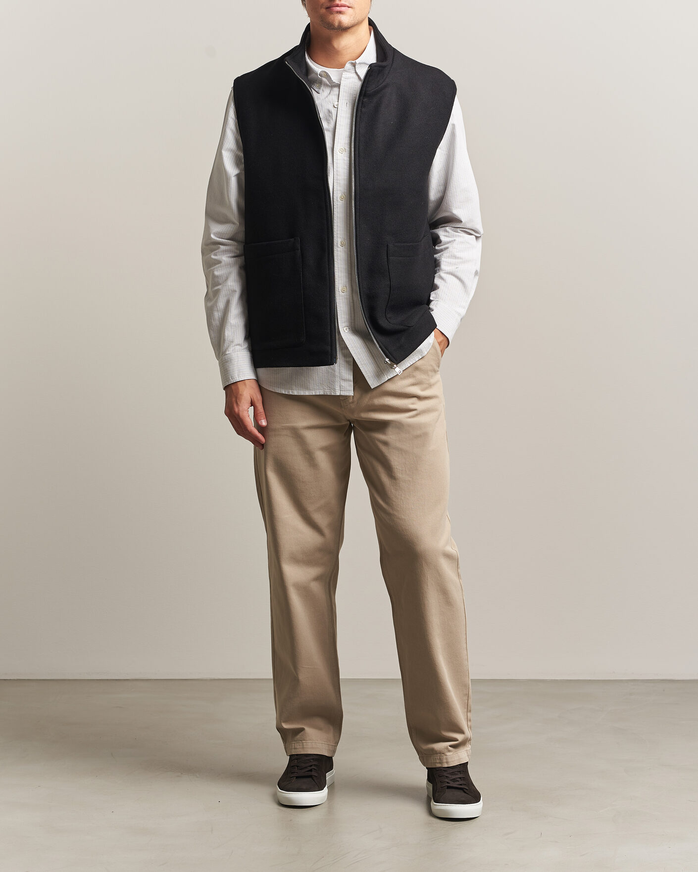 Men | Gilets | A Day's March | Canora Lined Wool Vest Black