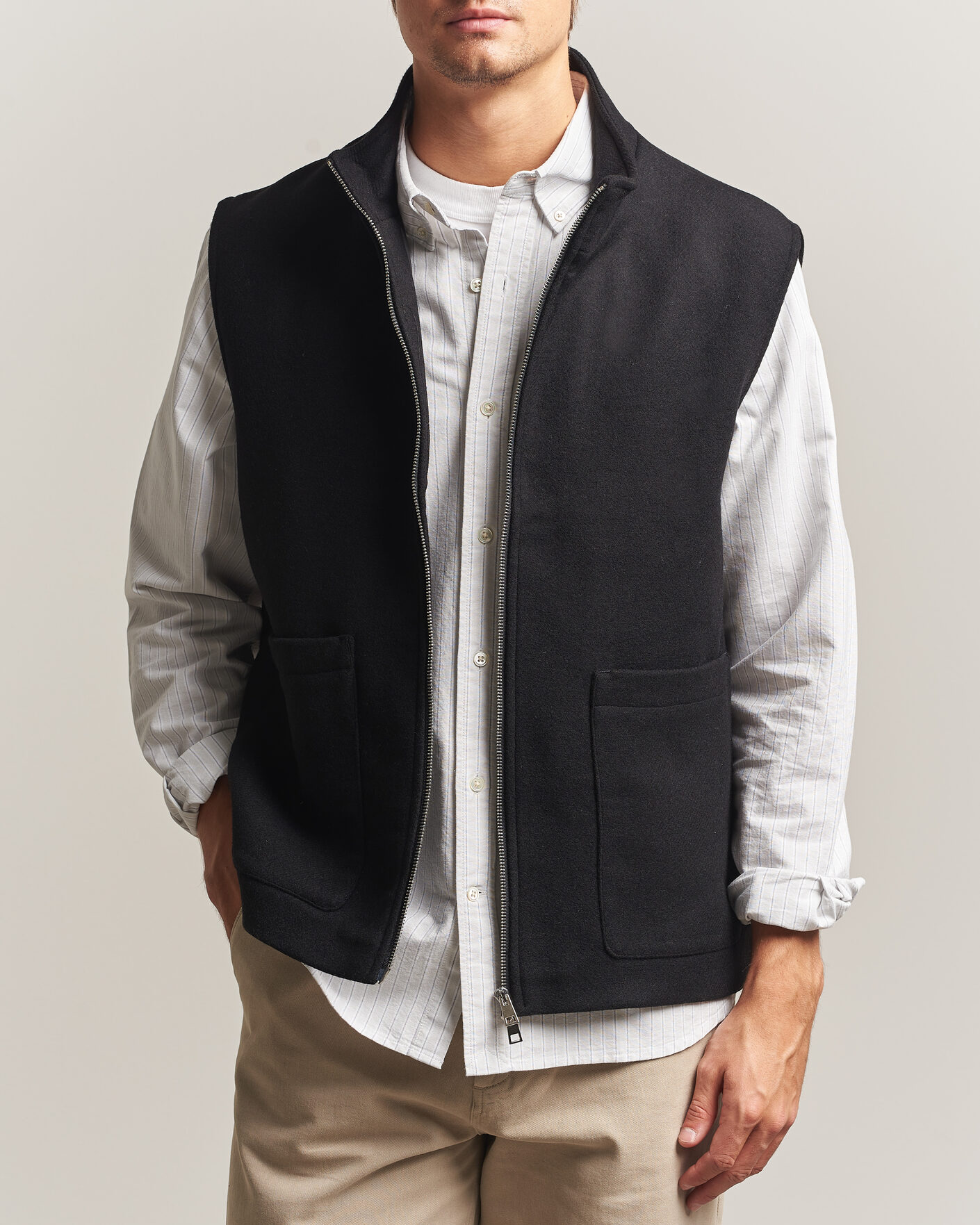 Men | Gilets | A Day's March | Canora Lined Wool Vest Black