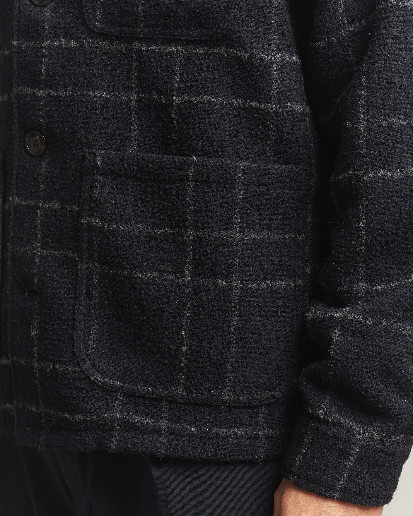 Men | Shirts | A Day's March | Algot Wool Checked Overshirt Navy