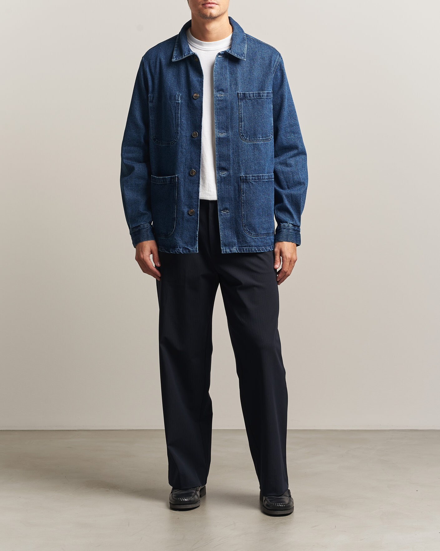 Men | Shirts | A Day's March | Algot Denim Overshirt Dark Blue Wash