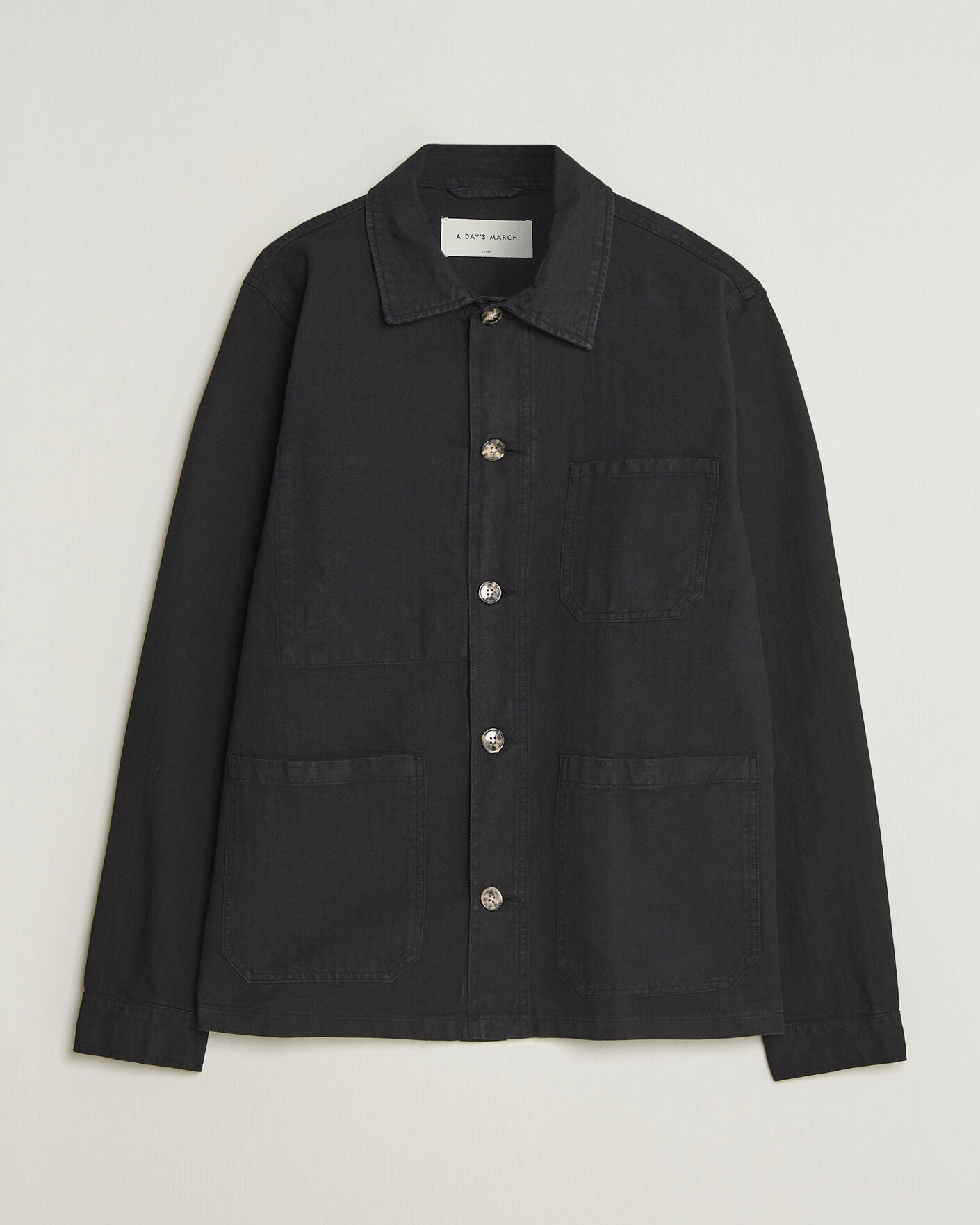 Men | Shirts | A Day's March | Original Herringbone Overshirt Black