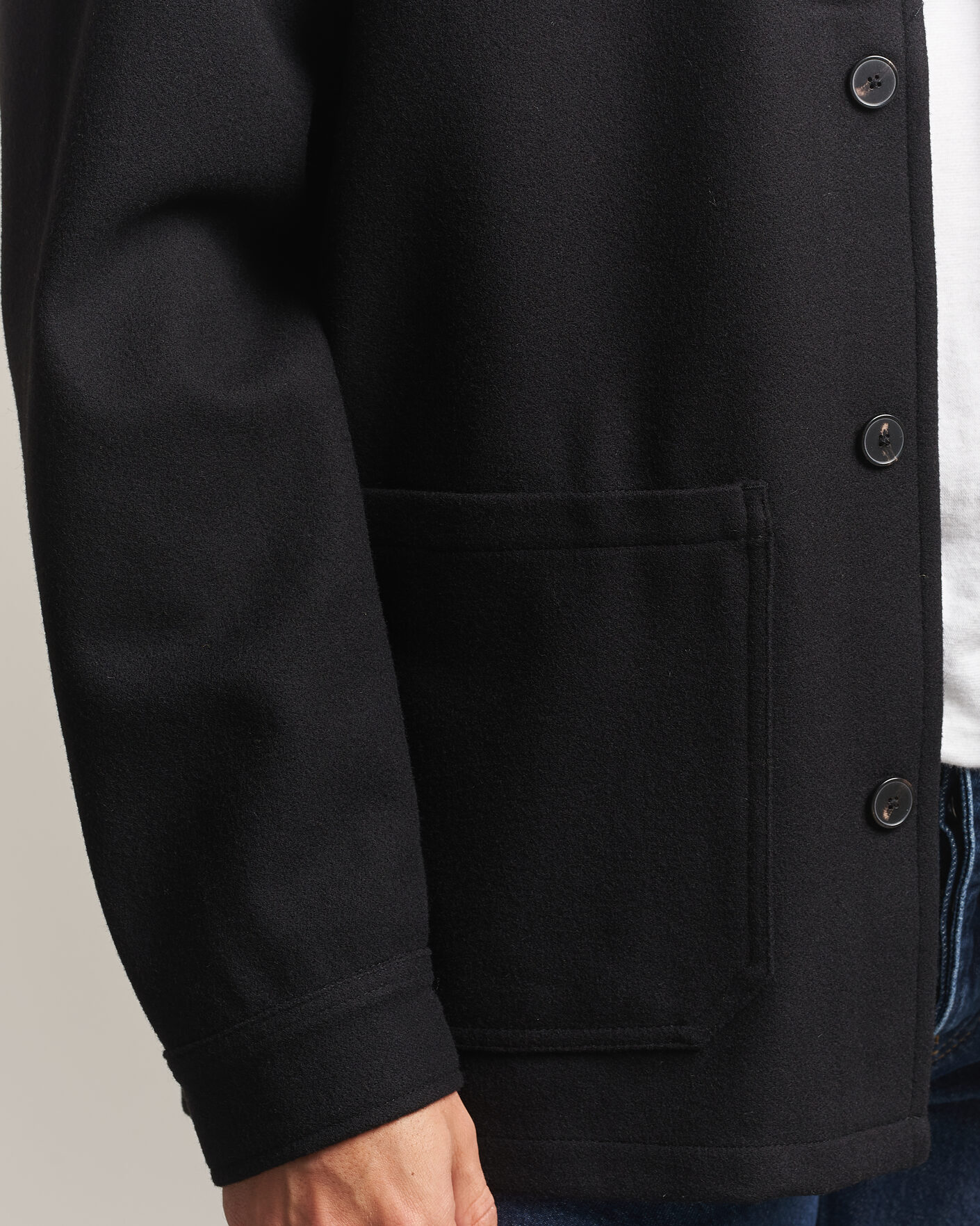 Men | Shirts | A Day's March | Original Wool Overshirt Black