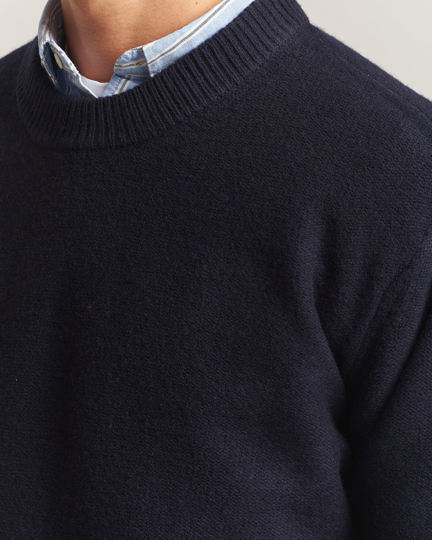 Men | Sweaters & Knitwear | A Day's March | Tietar Boiled Merino Sweater Navy