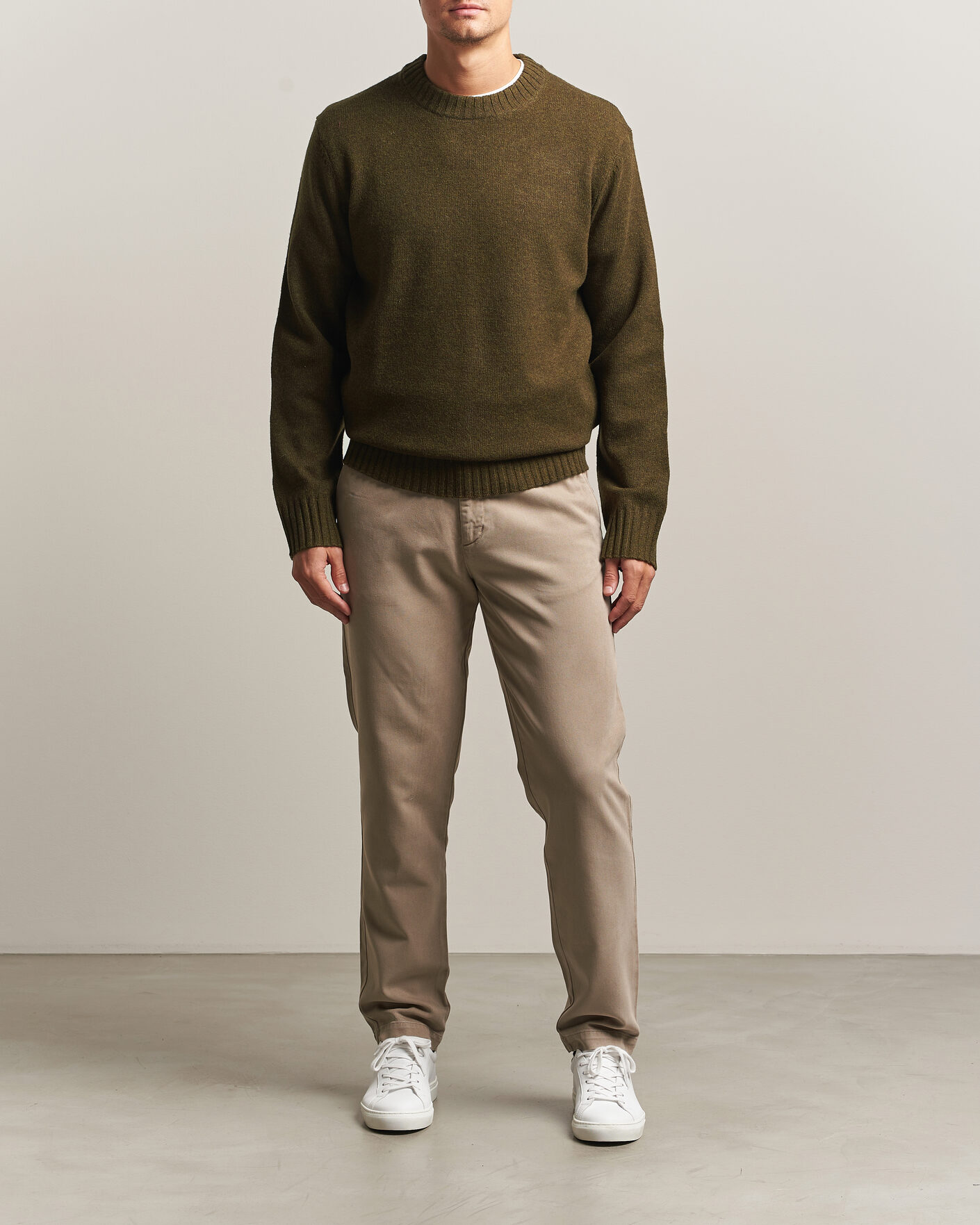 Men | Sweaters & Knitwear | A Day's March | Marlow Lambswool Sweater Forest Green