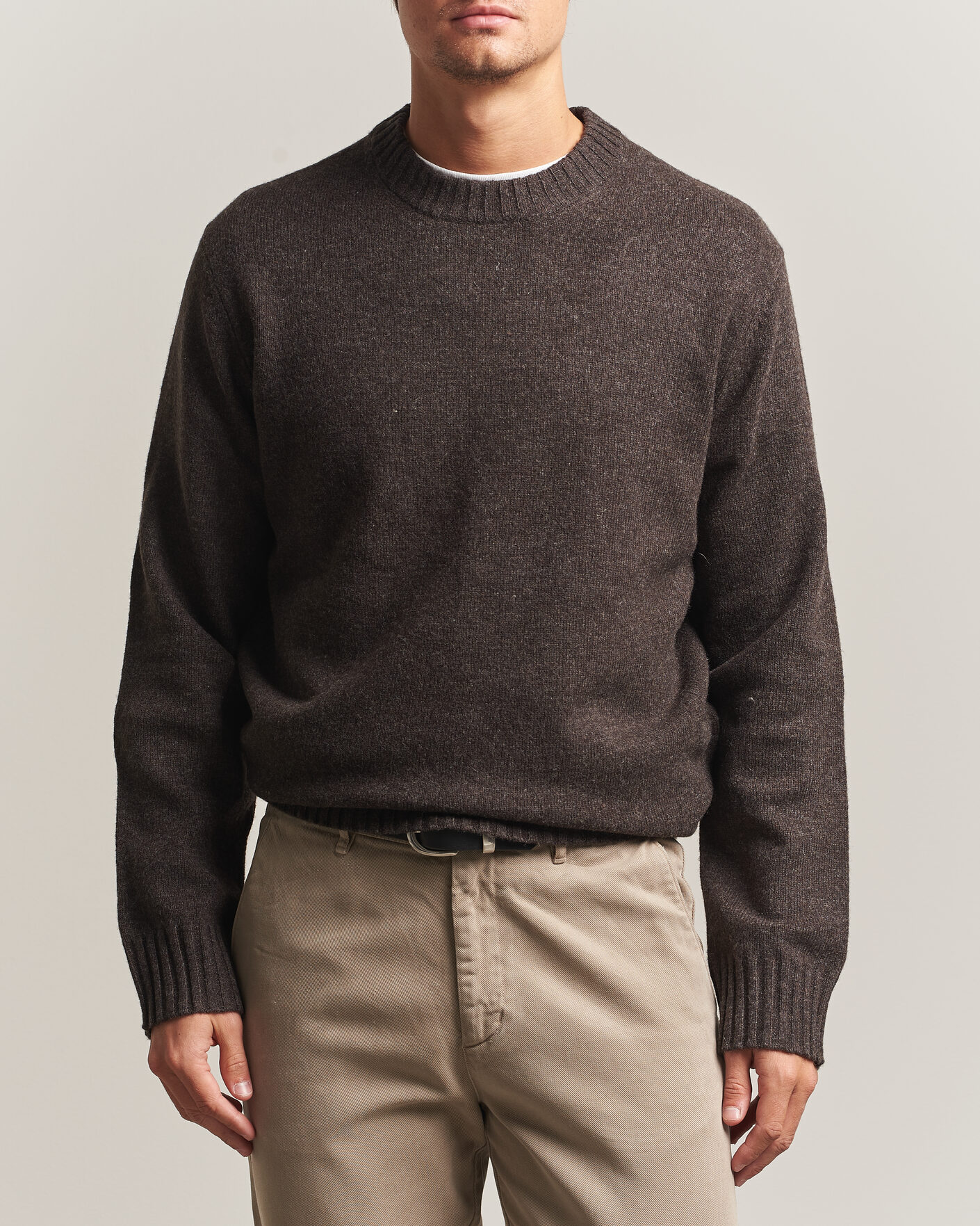 Men | Sweaters & Knitwear | A Day's March | Marlow Lambswool Sweater Dark Brown