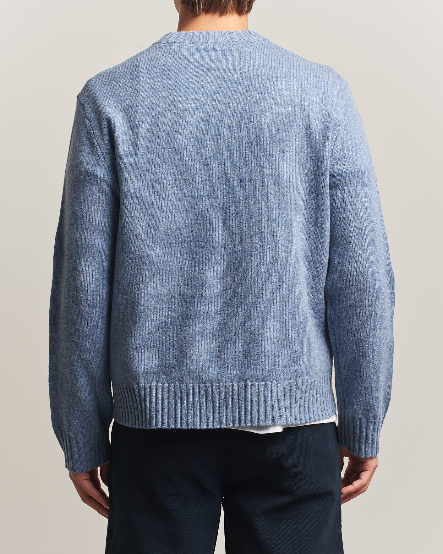 Men | Sweaters & Knitwear | A Day's March | Marlow Lambswool Sweater Misty Blue