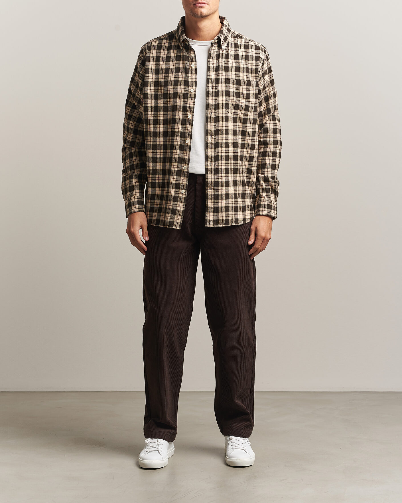 Men | Shirts | A Day's March | Classic Checked Flannel Shirt Brown/Sand