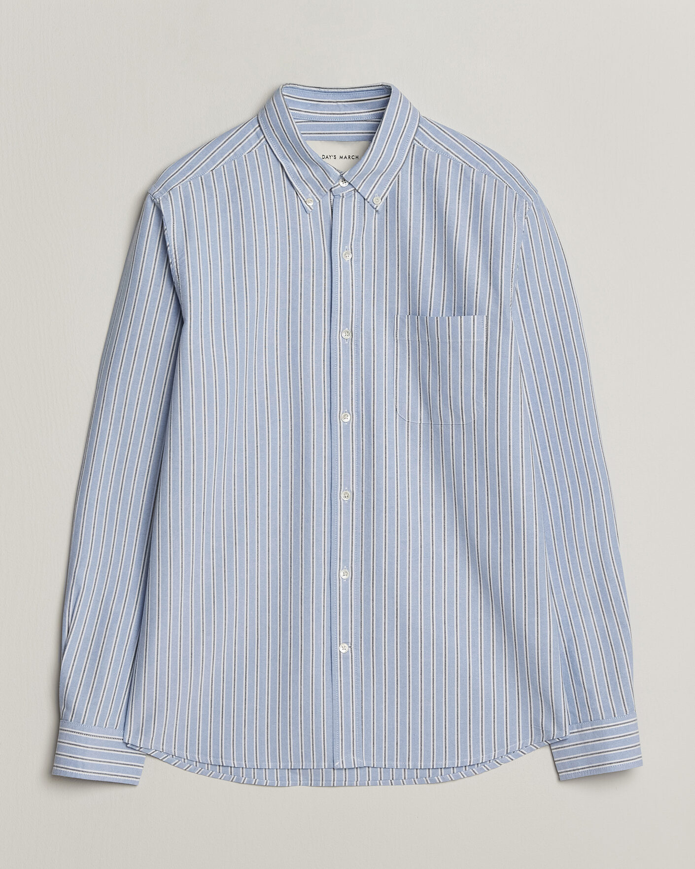 Men | Shirts | A Day's March | Classic Flag Striped Oxford Shirt White/Blue/Black