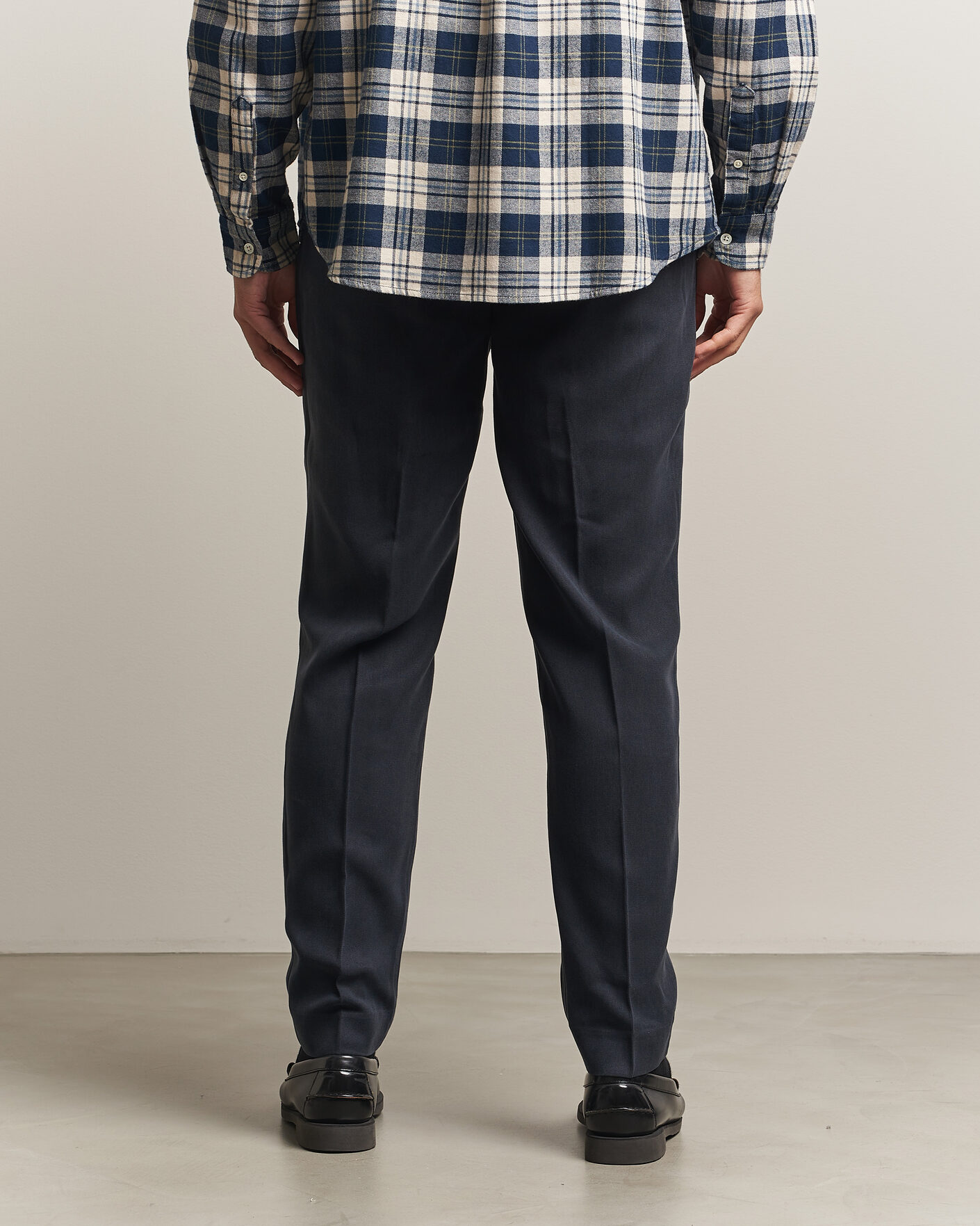 Men | Trousers | A Day's March | Smart Lyocell Trousers Navy