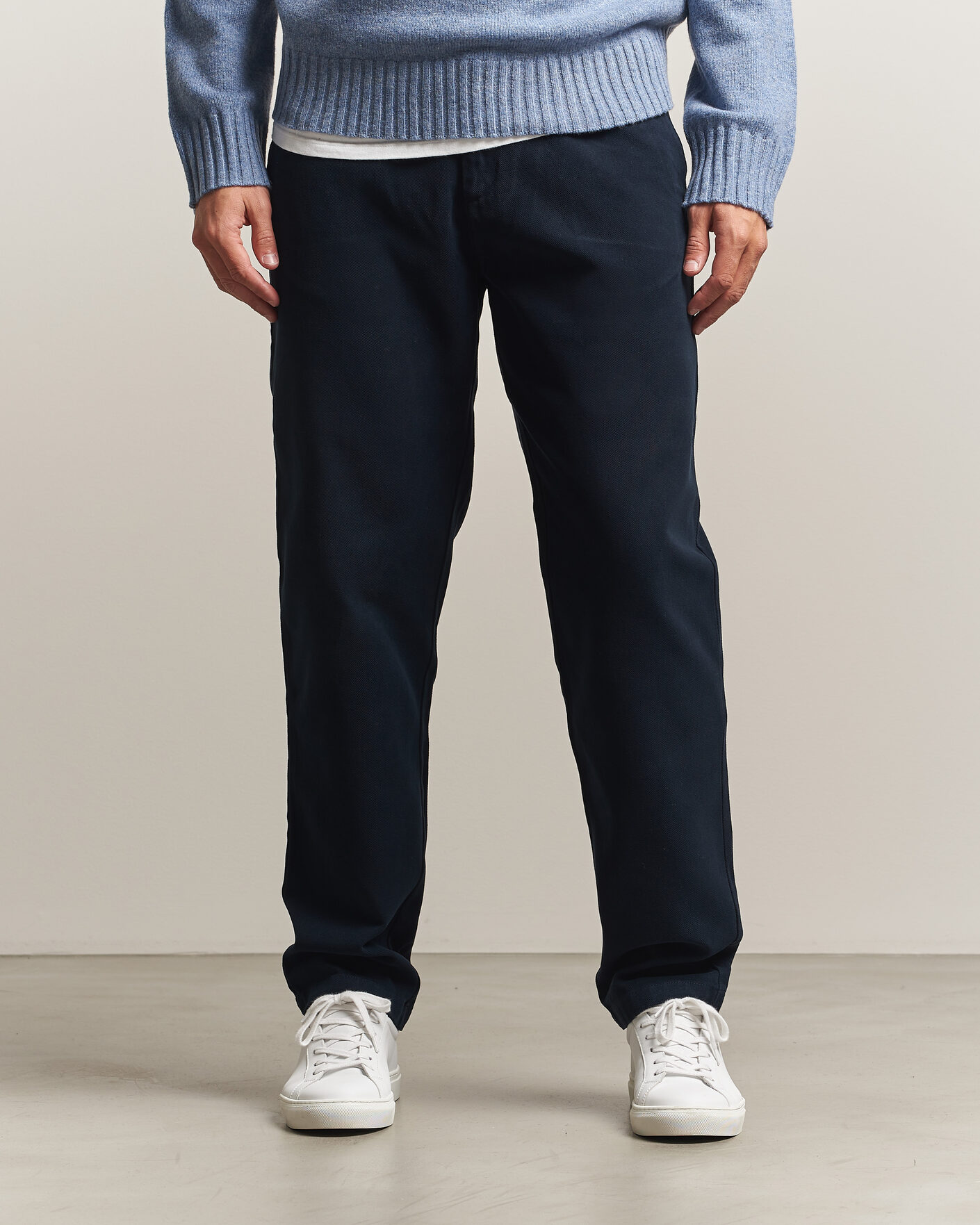 Men | Trousers | A Day's March | Miller Cotton/Lyocell Trousers Navy