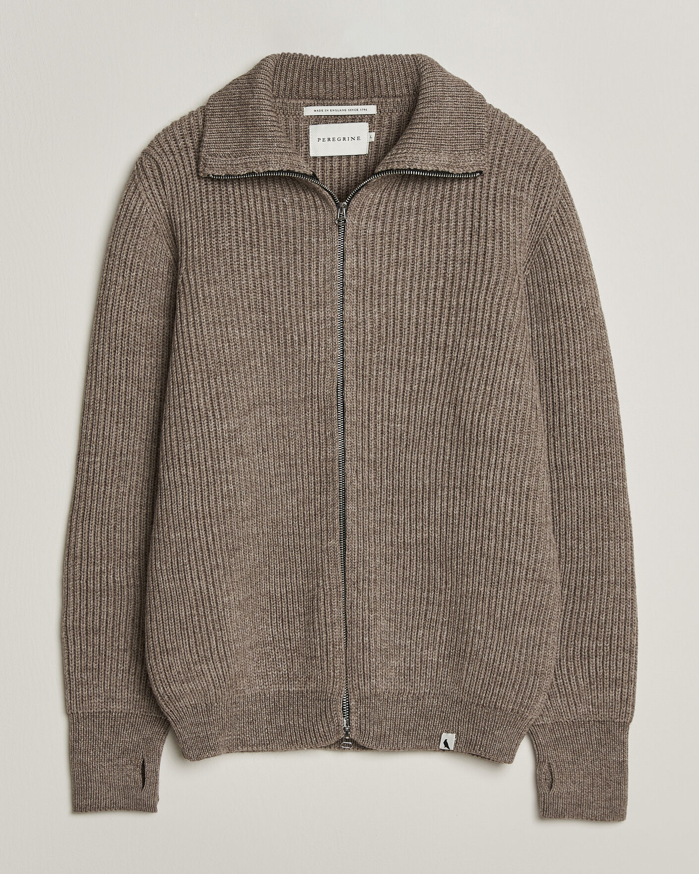 Men | Sweaters & Knitwear | Peregrine | Fisherman Merino Zip Cardigan Light Brown