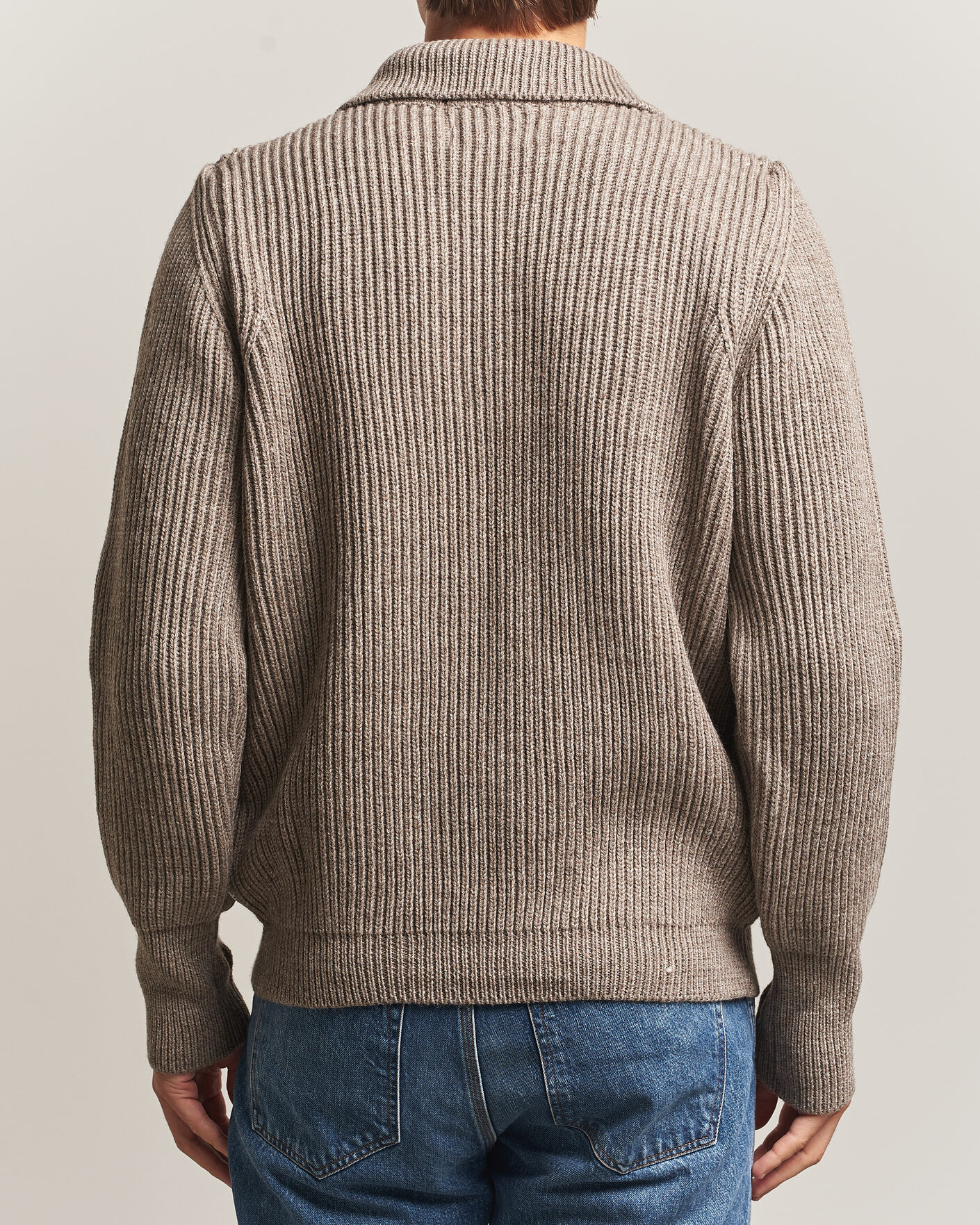Men | Sweaters & Knitwear | Peregrine | Fisherman Merino Zip Cardigan Light Brown