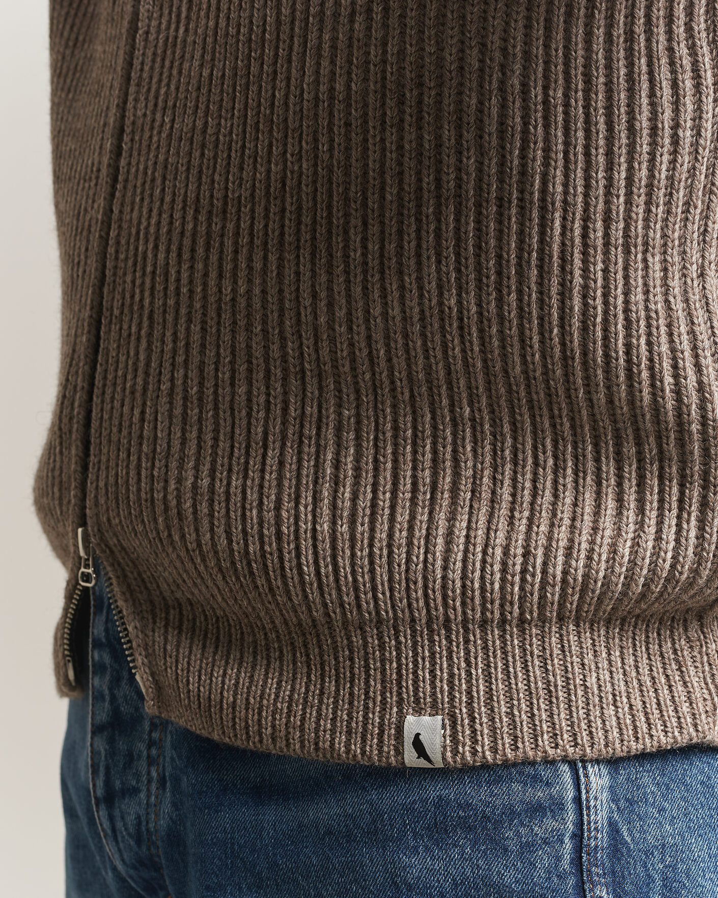 Men | Sweaters & Knitwear | Peregrine | Fisherman Merino Zip Cardigan Light Brown