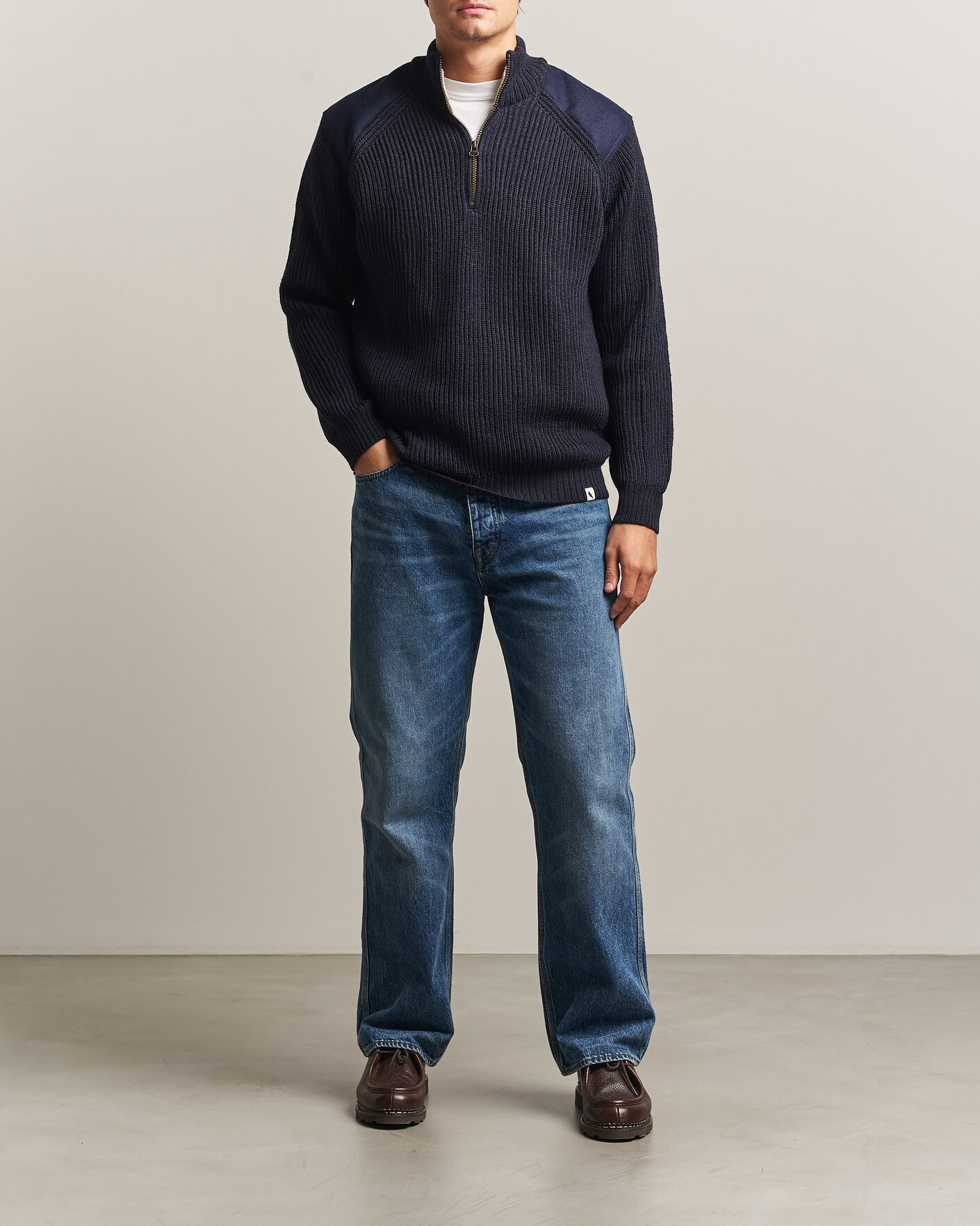 Men | Sweaters & Knitwear | Peregrine | Foxton Quarter Zip Jumperr Navy