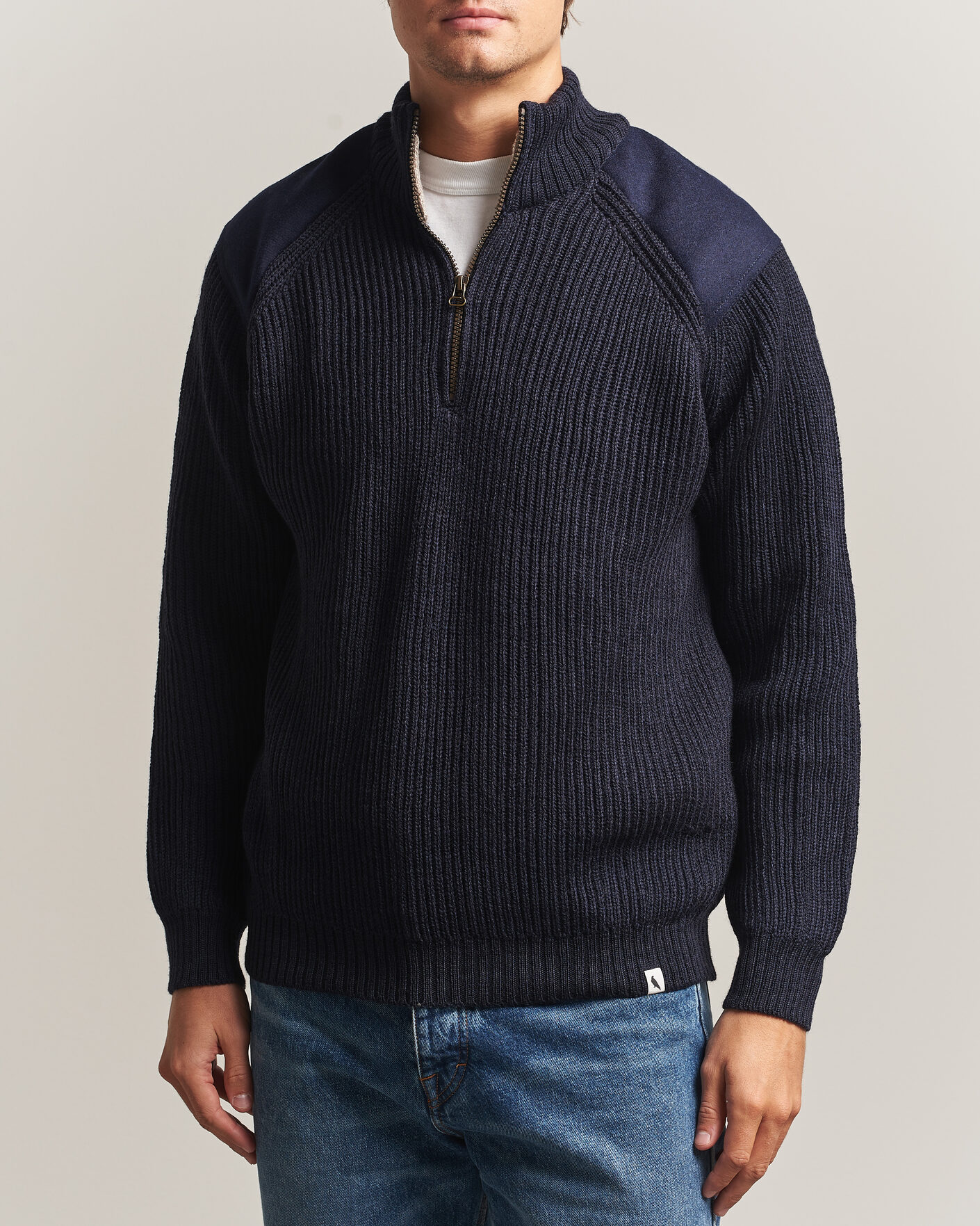 Men | Sweaters & Knitwear | Peregrine | Foxton Quarter Zip Jumperr Navy