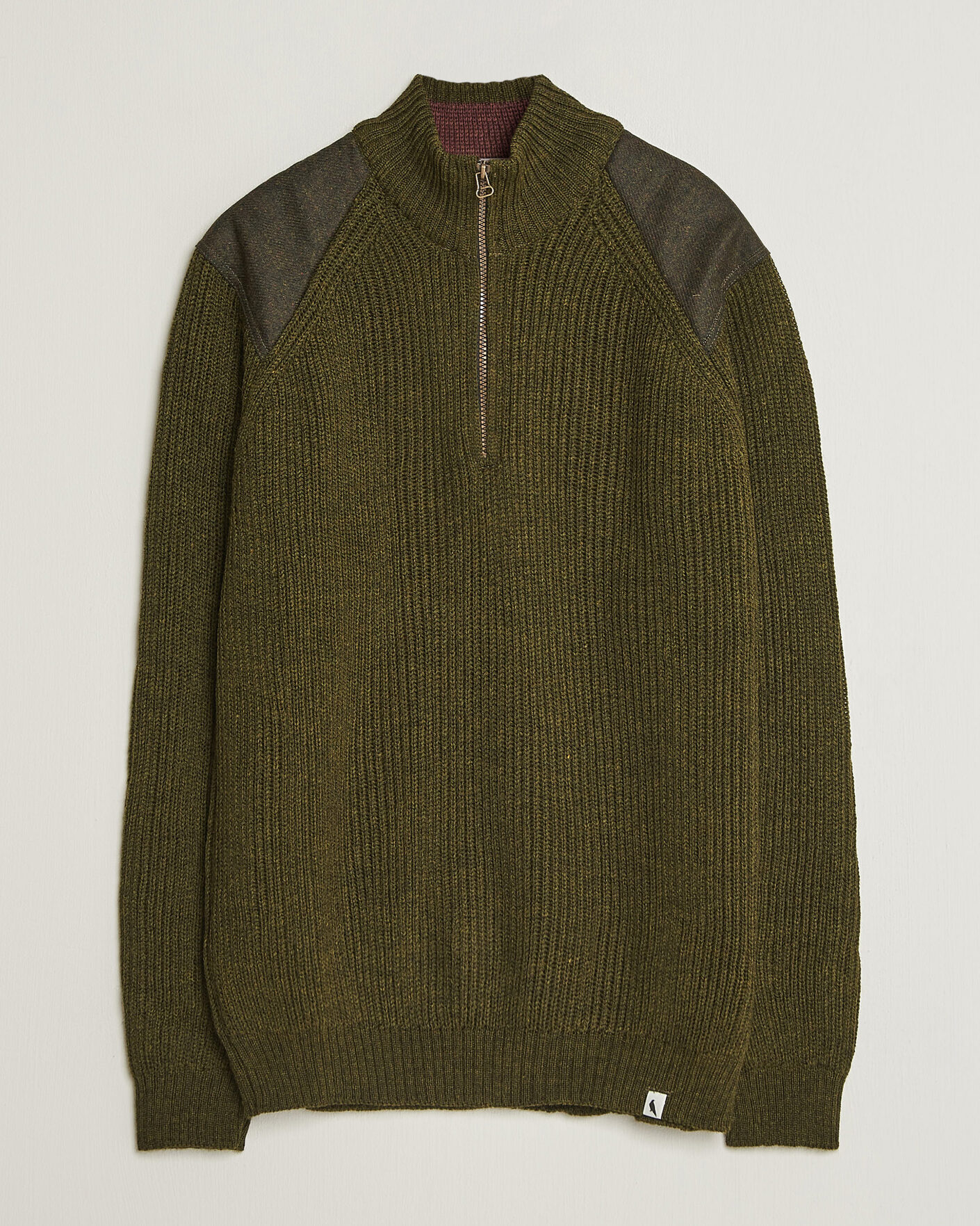 Men | Sweaters & Knitwear | Peregrine | Foxton Quarter Zip Jumperr Olive